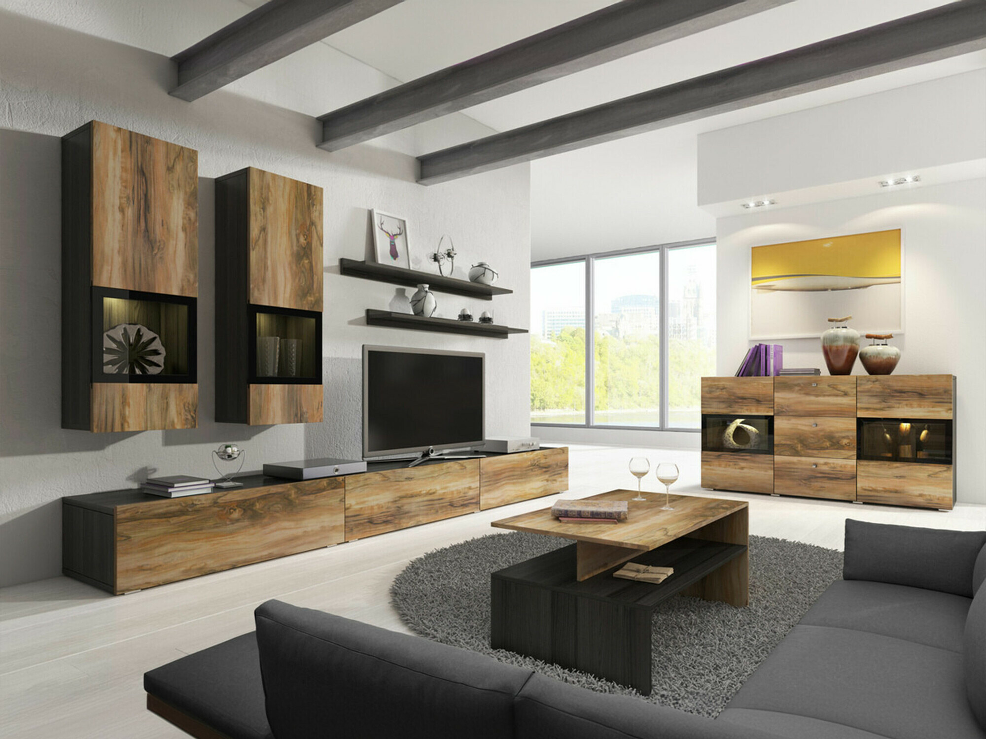 Living room set Serodeu 100 (Walnut + Dark brown)