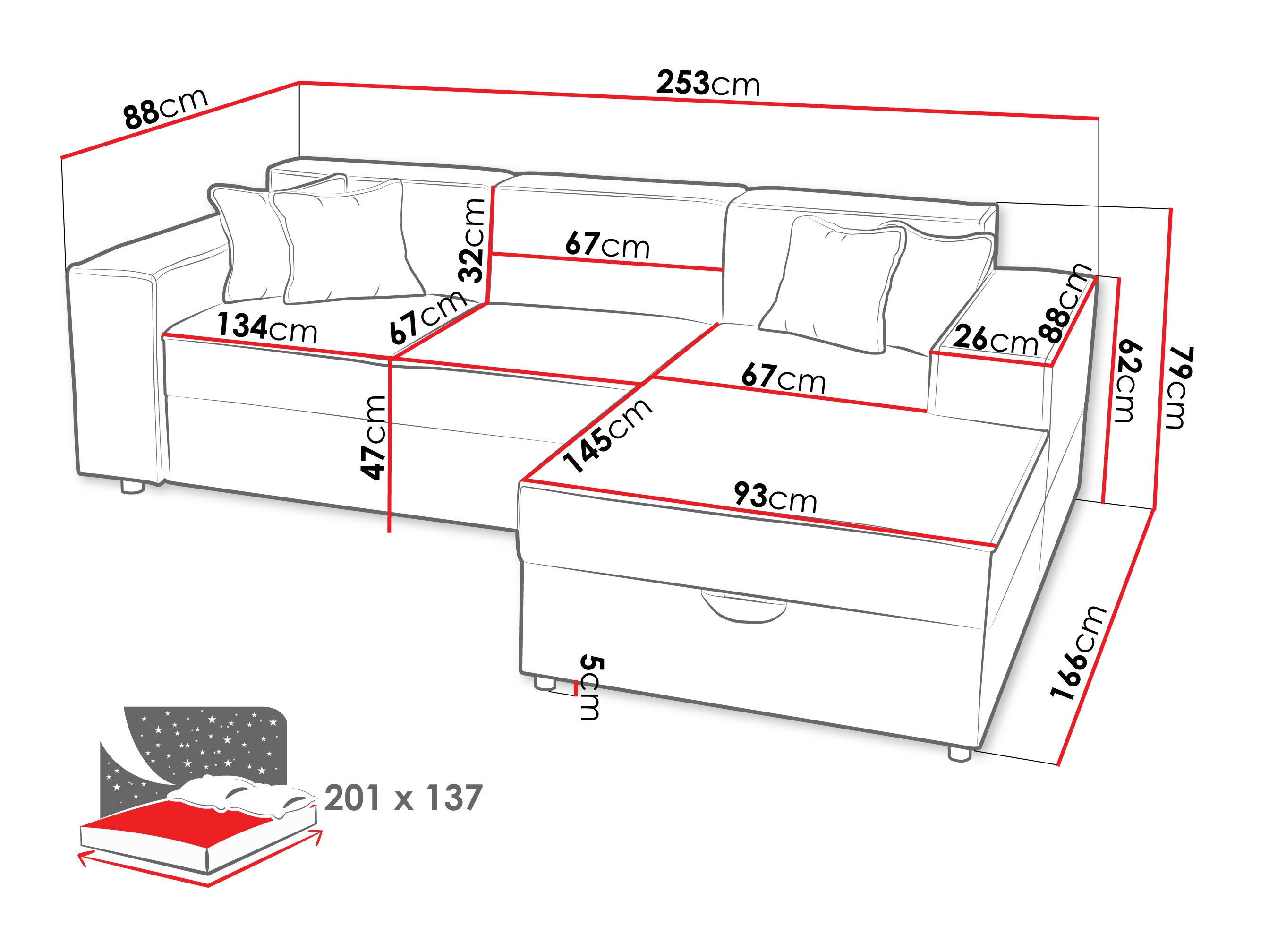 Corner sofa Clovis 116 (Coral 45)
