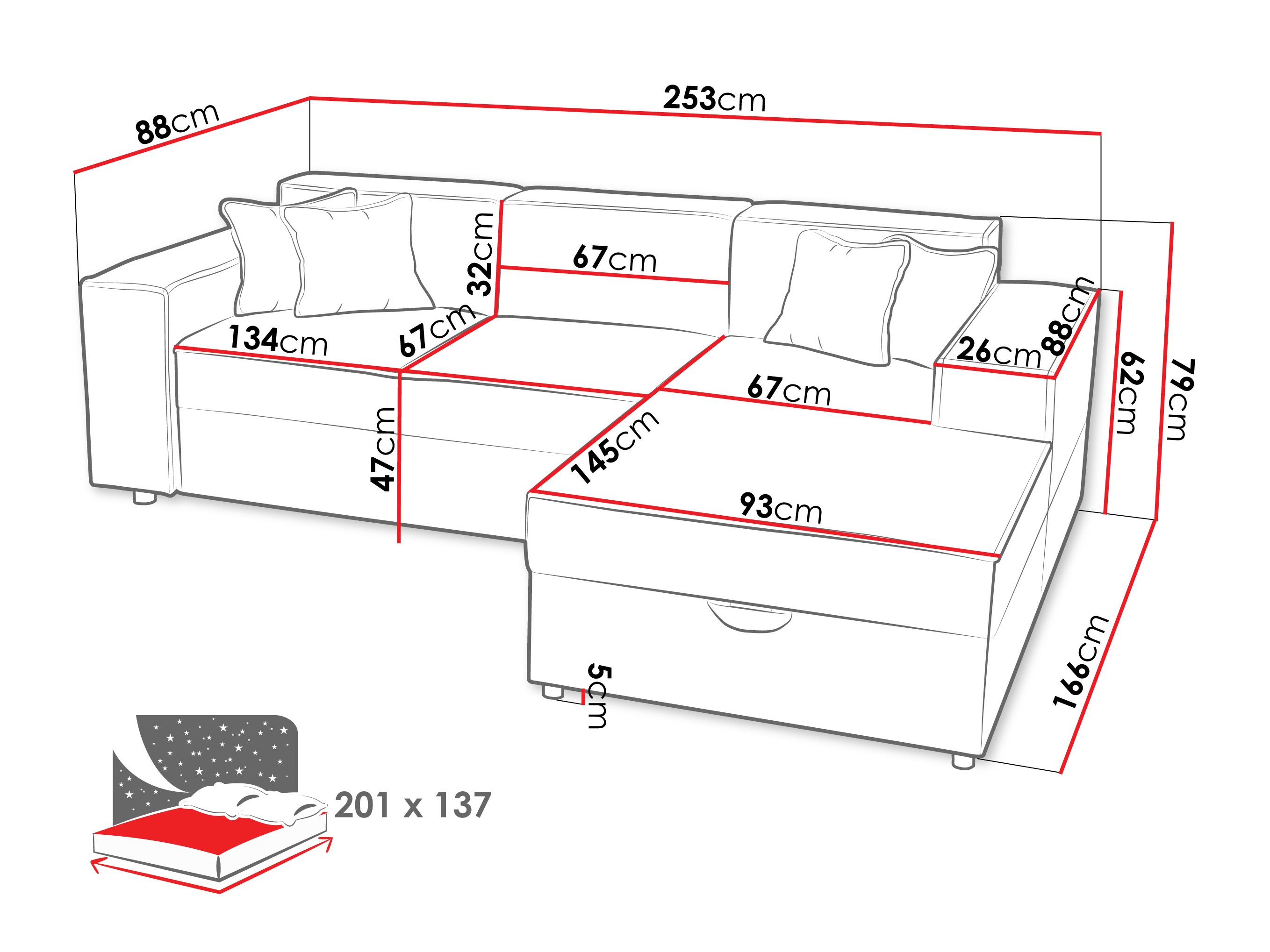Corner sofa Clovis 116 (Coral 65)