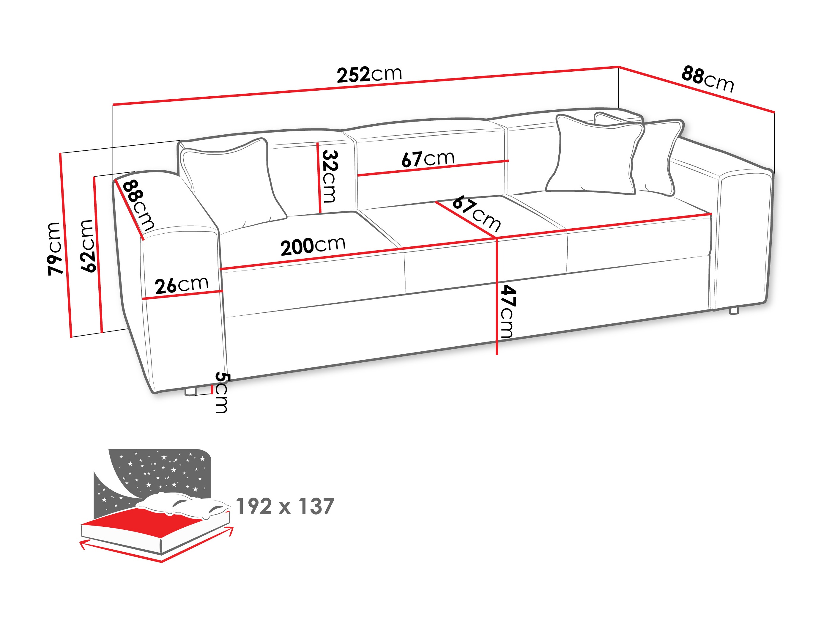 Sofa bed Clovis 114 (Coral 15)