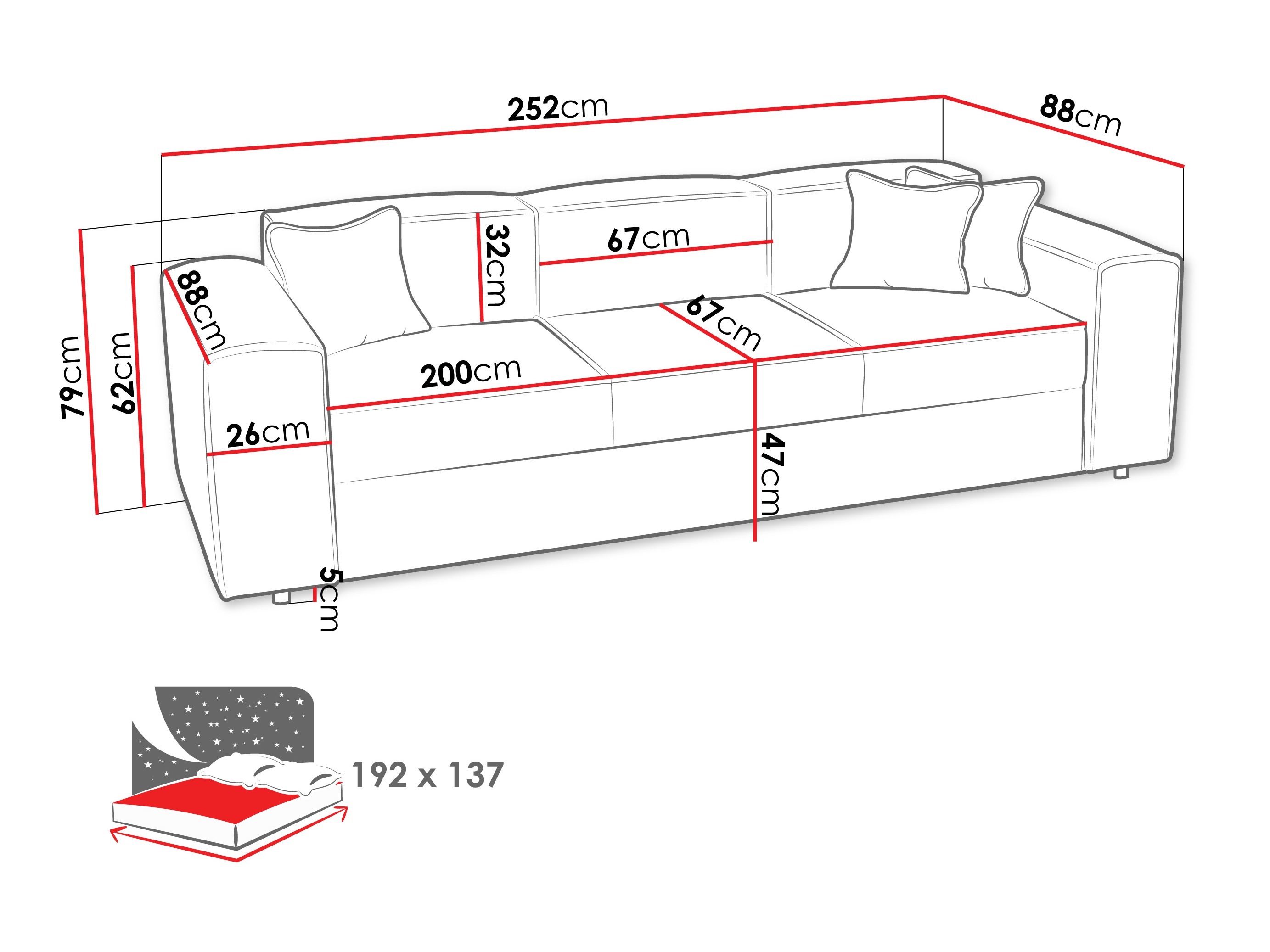 Sofa bed Clovis 114 (Coral 45)