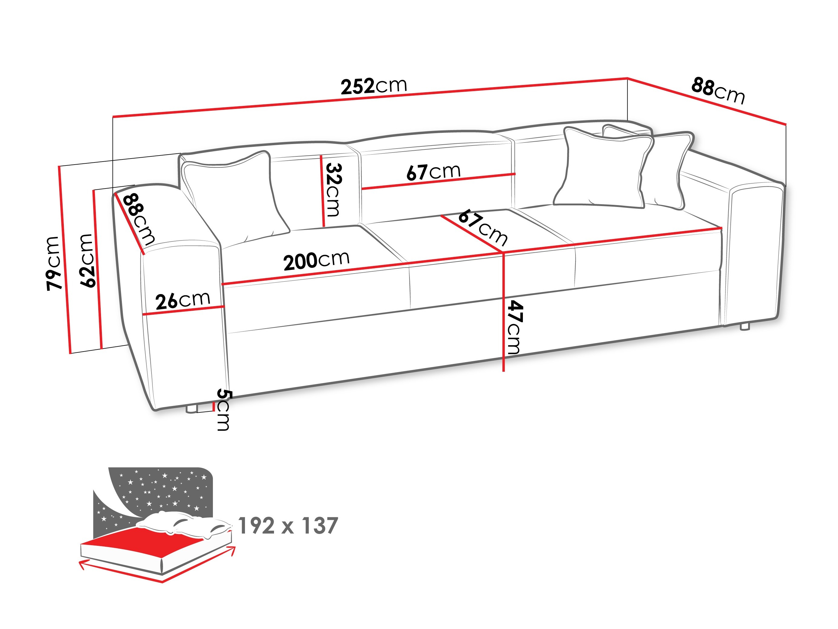 Sofa bed Clovis 114 (Coral 55)