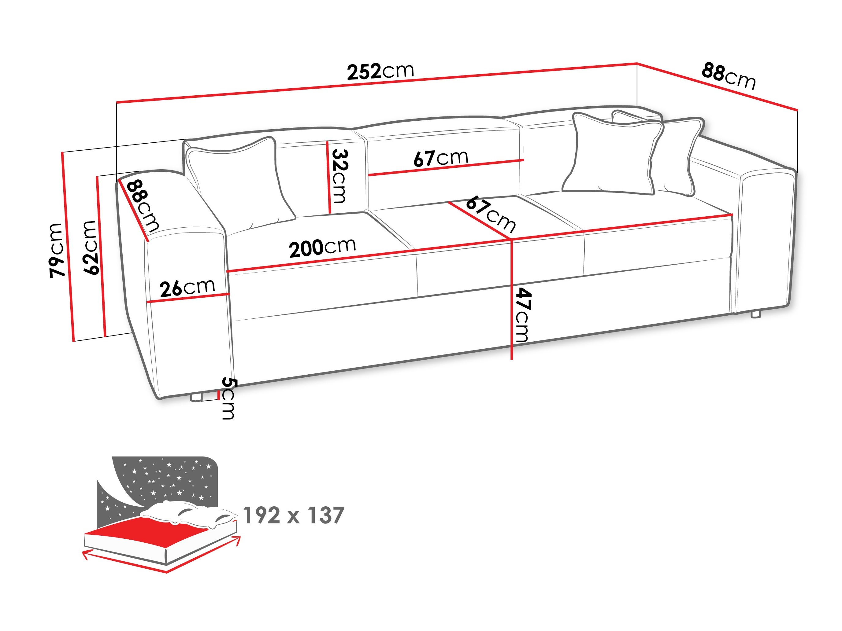 Sofa bed Clovis 114 (Coral 65)