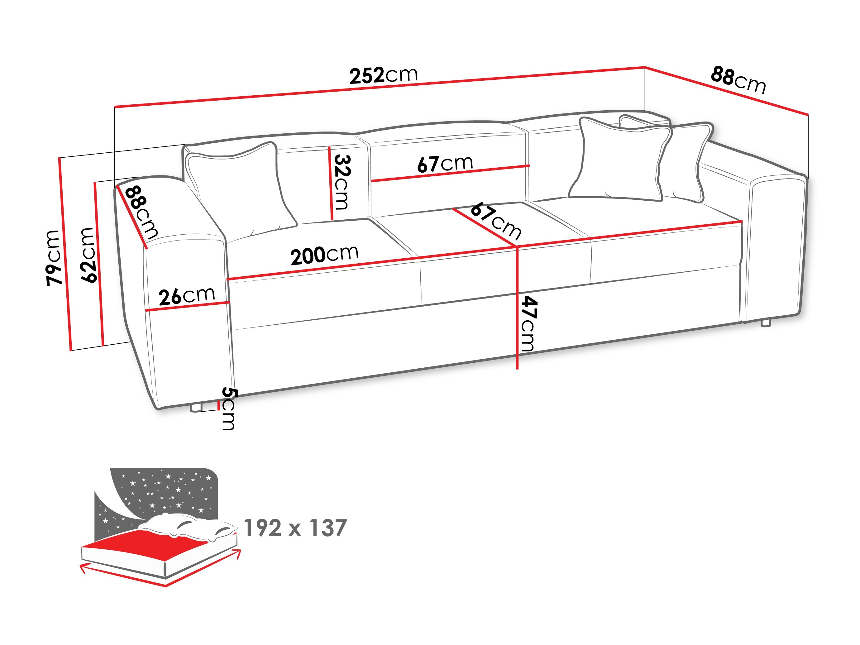 Sofa bed Clovis 114 (Coral 75)