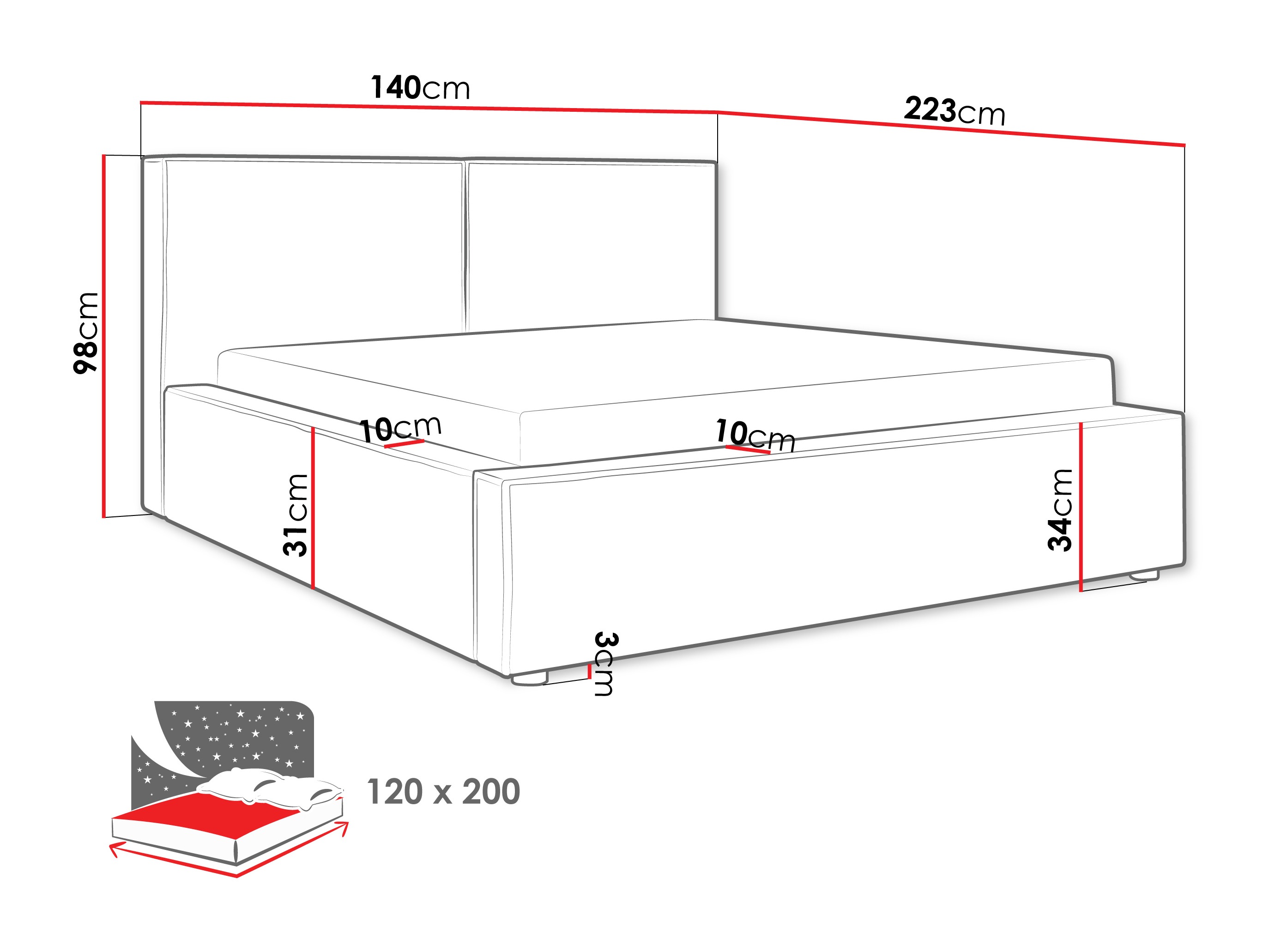 Bed TrendyNest Pelagia (Coral 45)