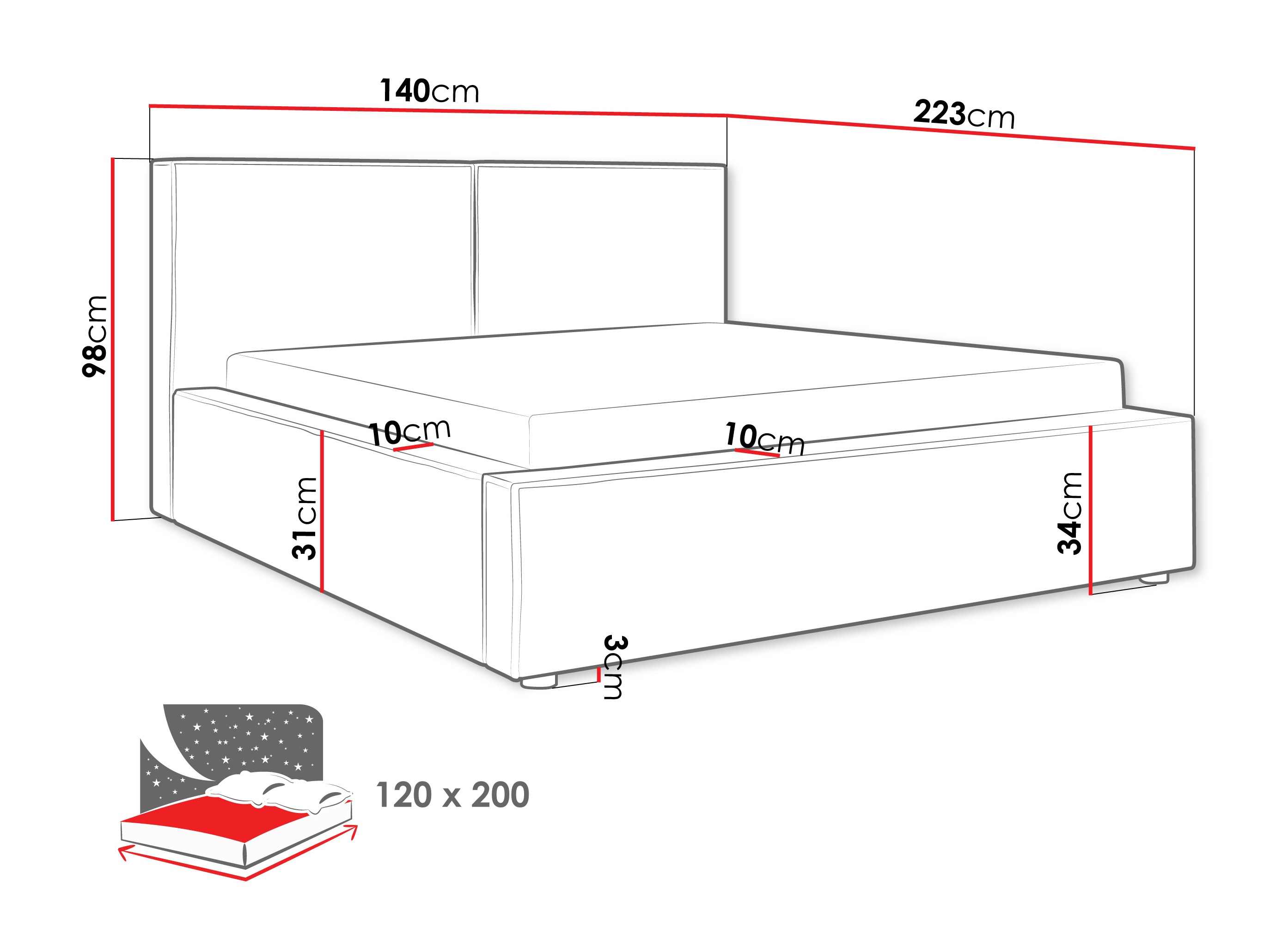 Bed TrendyNest Pelagia (Coral 50)