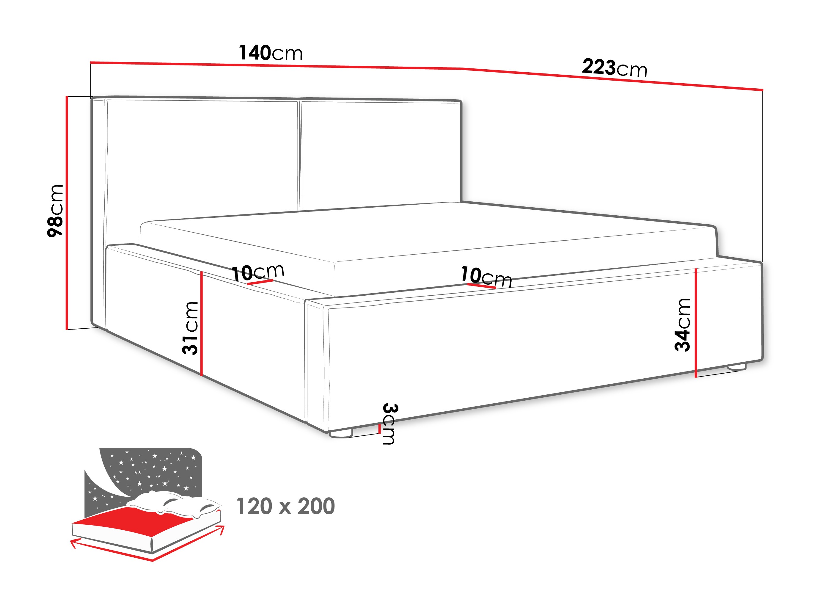 Bed TrendyNest Pelagia (Coral 65)