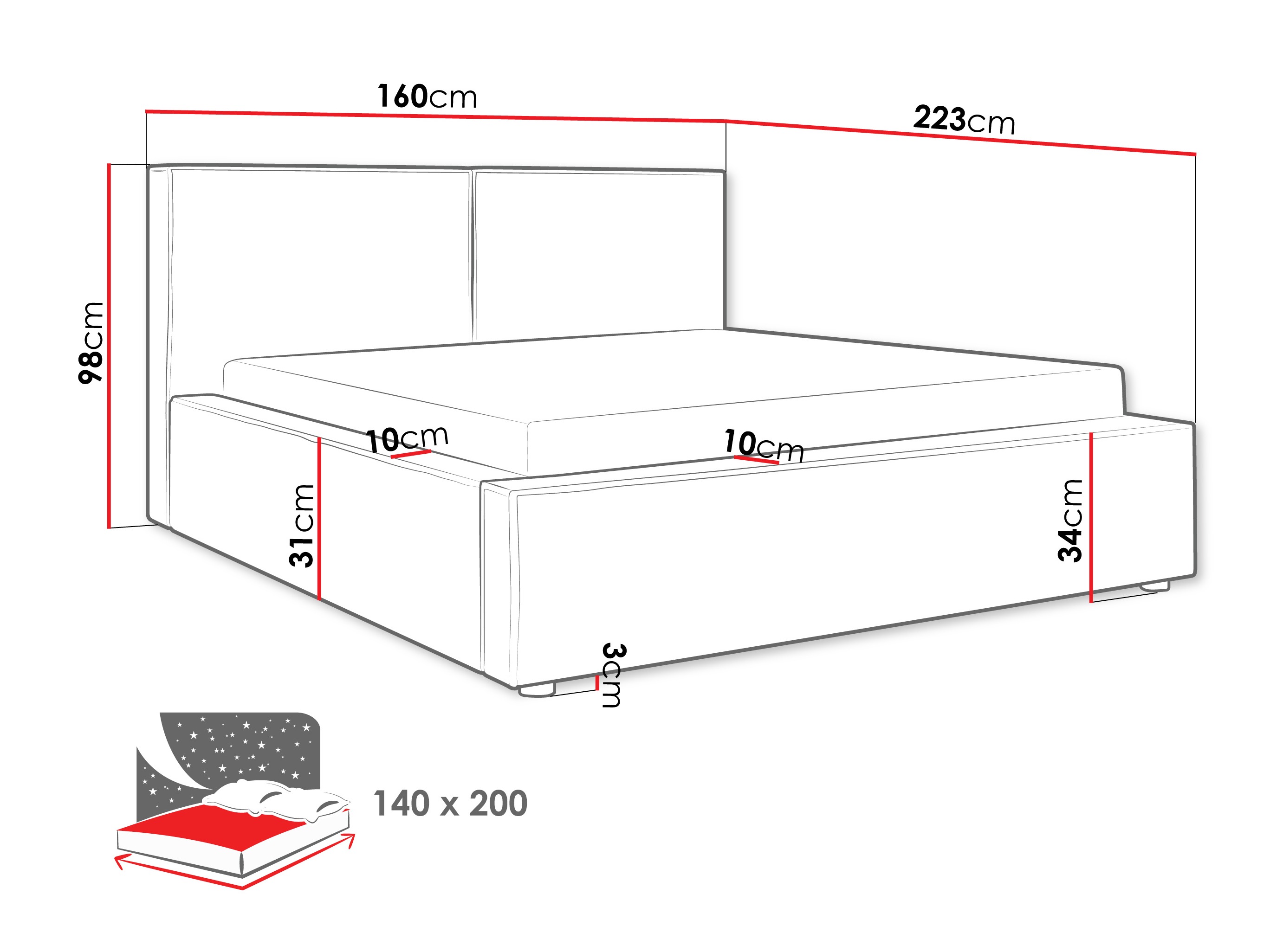 Bed TrendyNest Pelagia (Coral 65)