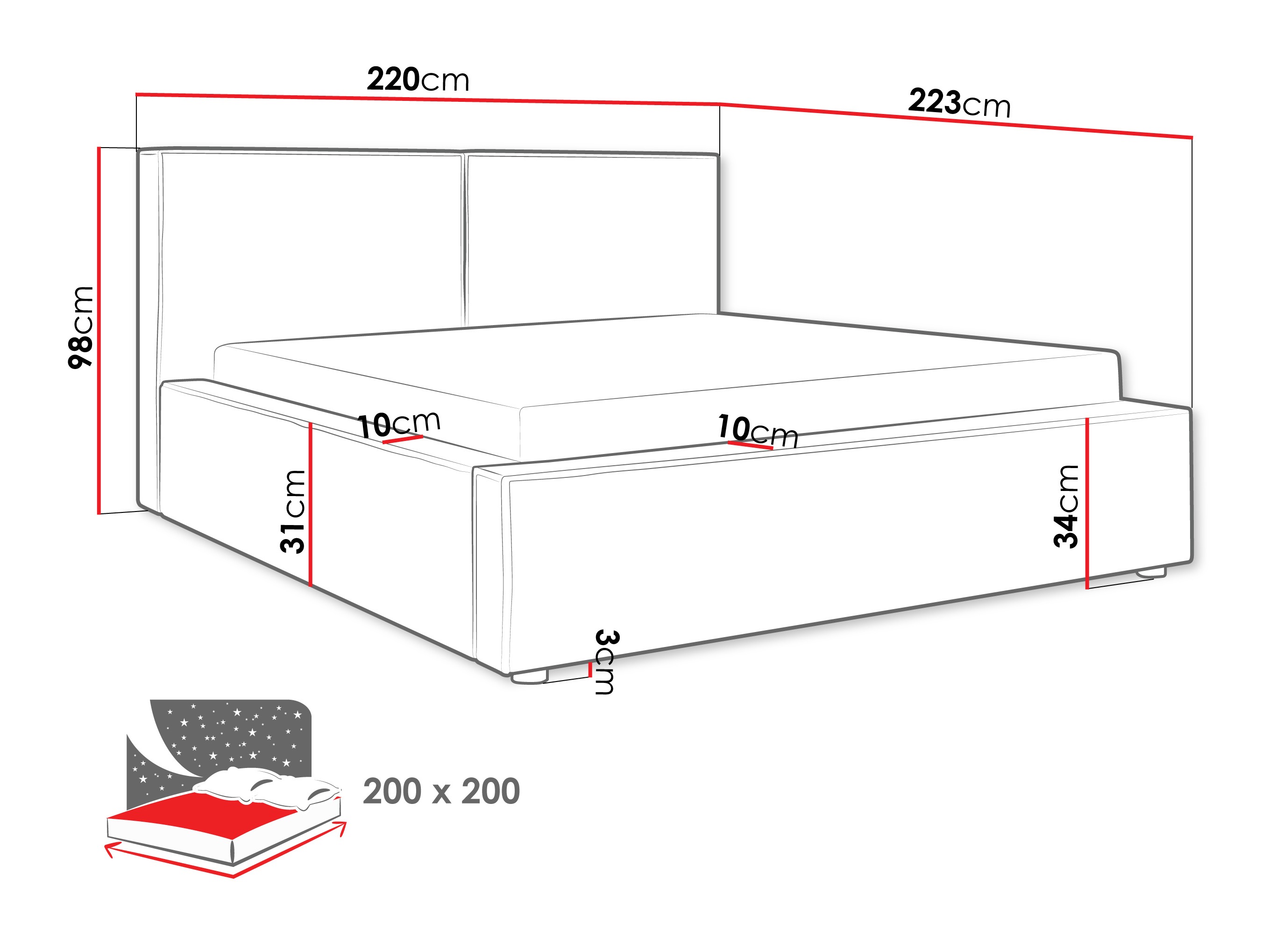 Bed TrendyNest Pelagia (Coral 80)