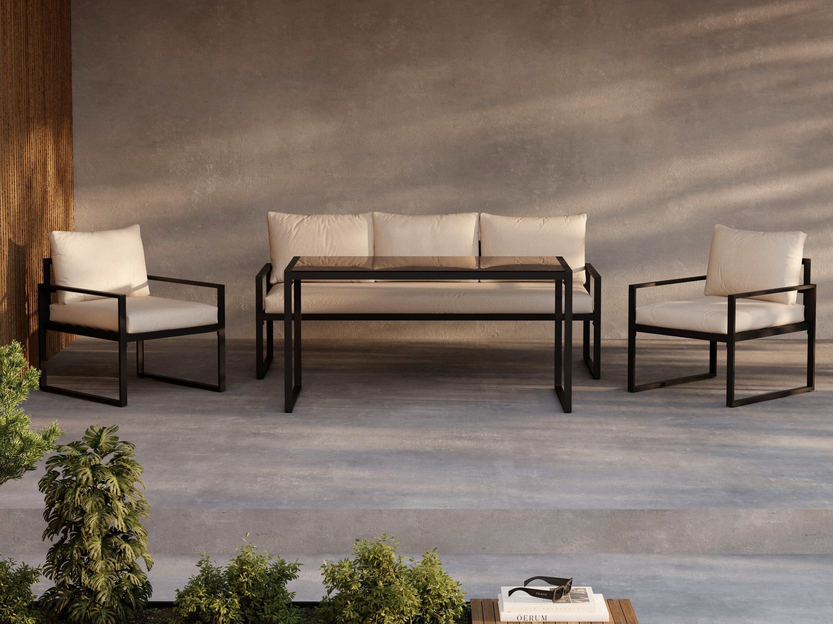 Outdoor furniture set Dallas 4733 (Black + Beige)