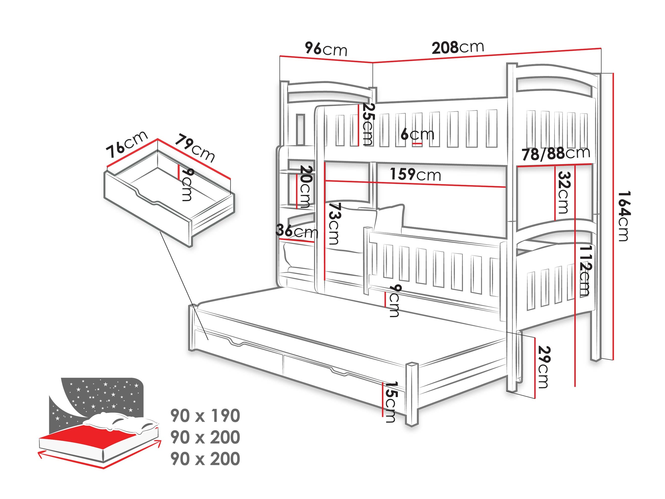 Bunk bed Vista 120 (Cashmere)