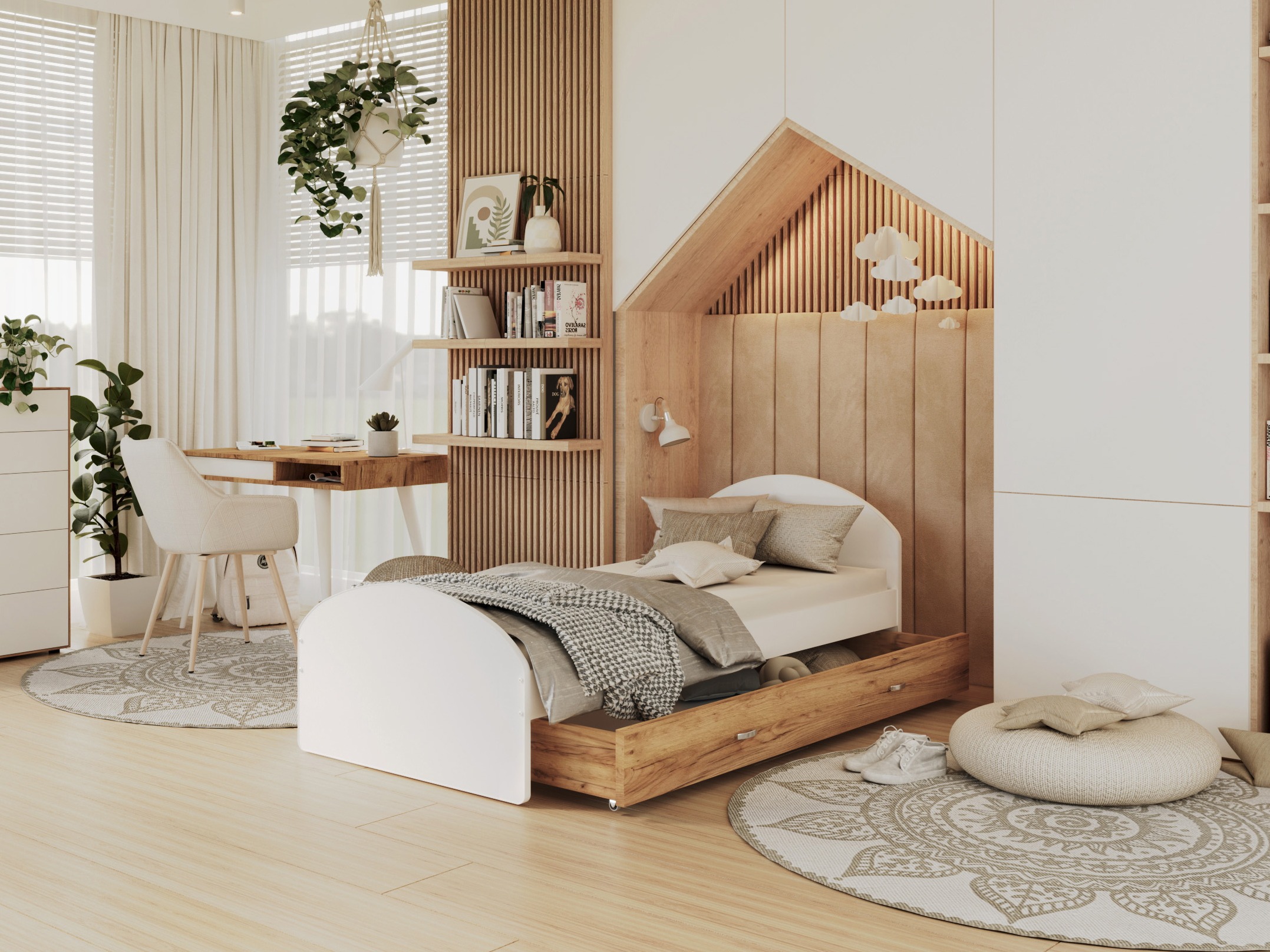 Bed Aurora 177 (White + Craft oak)