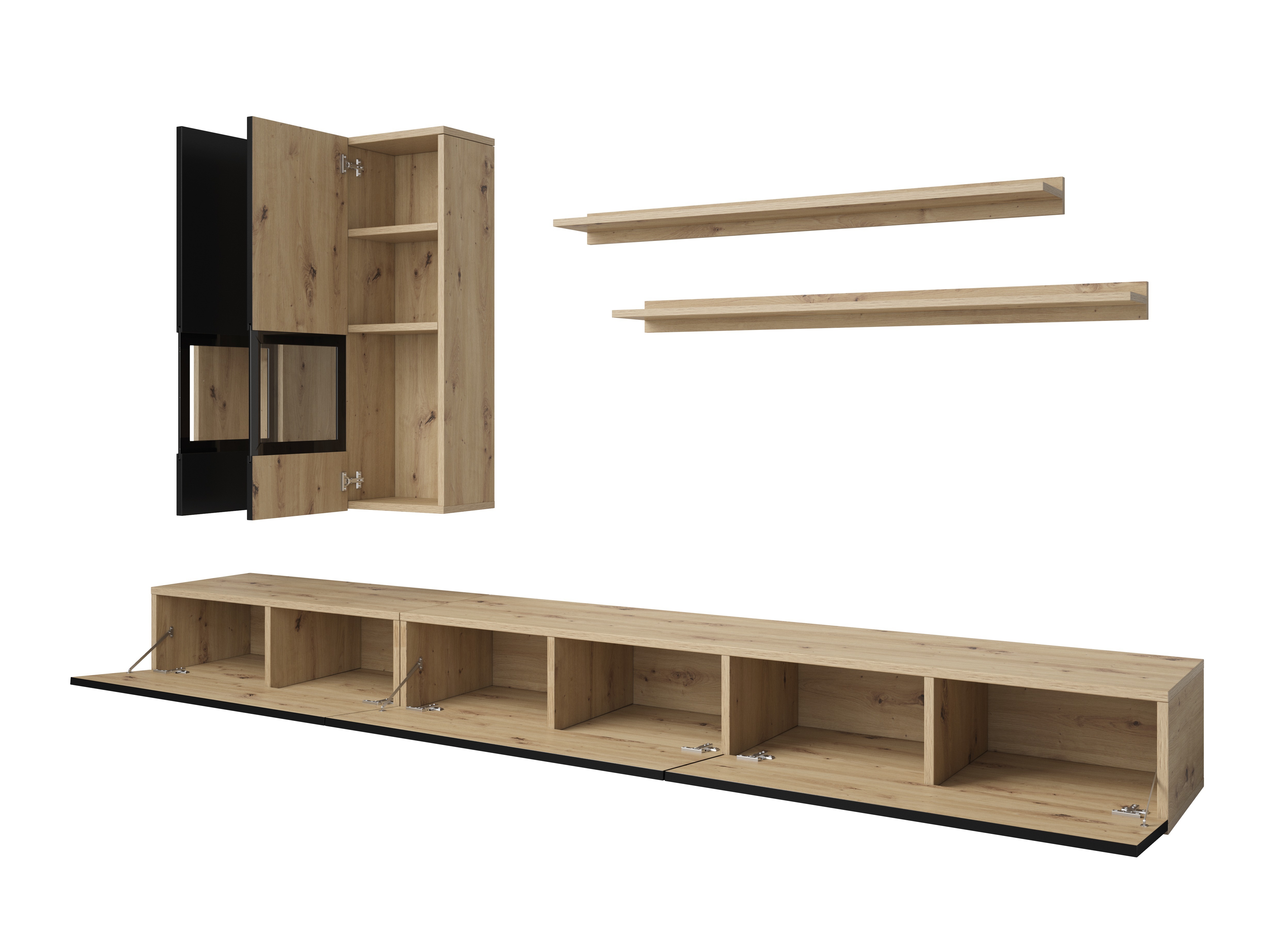 Living room set Serodeu 100 (Artisan oak + Matte black)