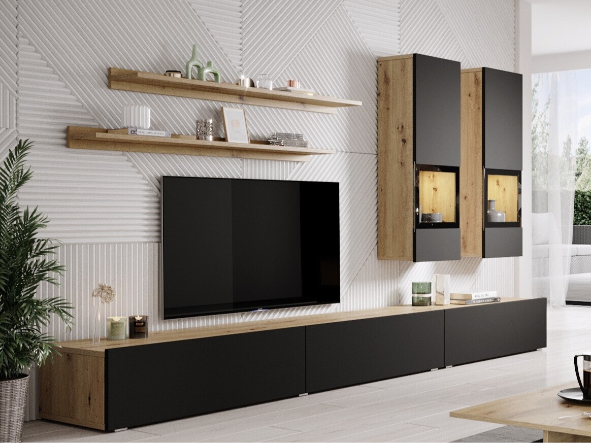 Living room set Serodeu 100 (Artisan oak + Matte black)