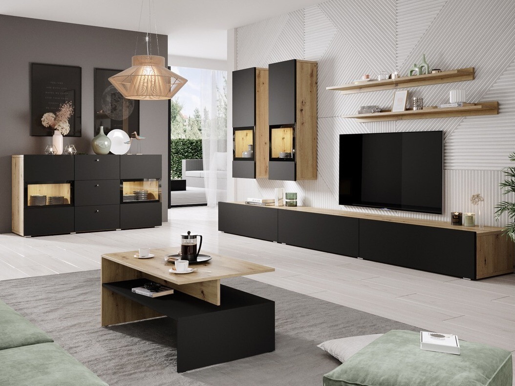 Living room set Serodeu 100 (Artisan oak + Matte black)