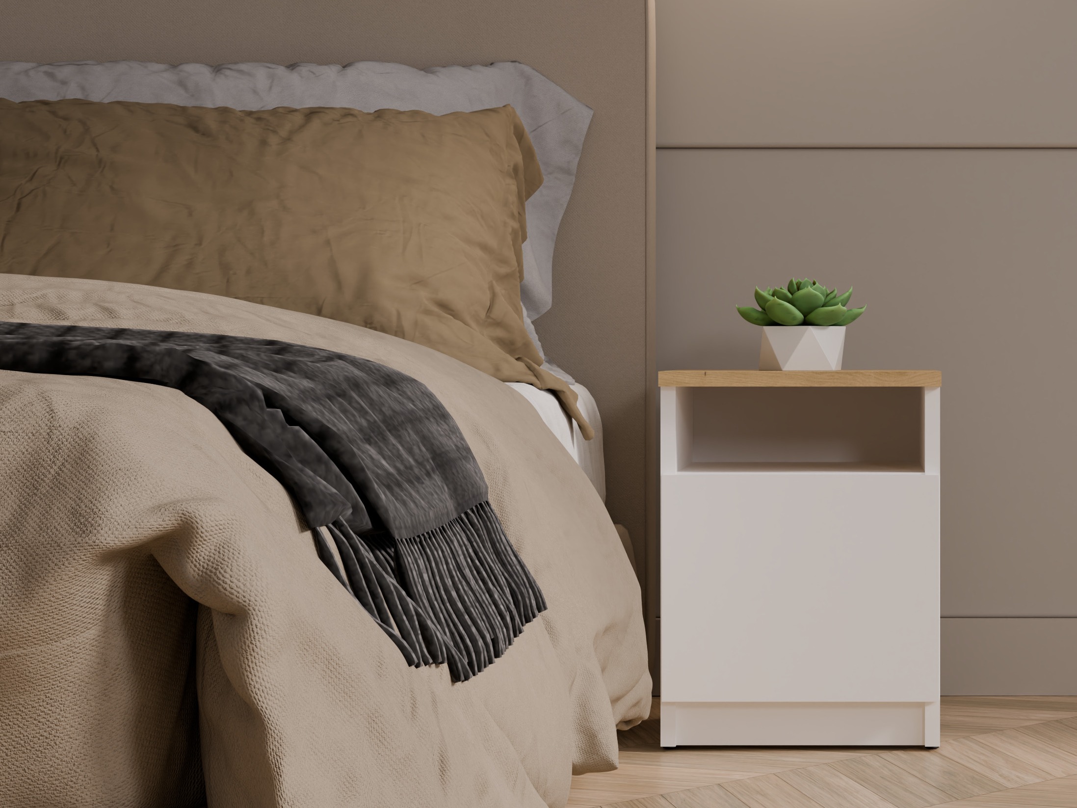 Bedside table Mandeville 305 (White + Artisan oak)