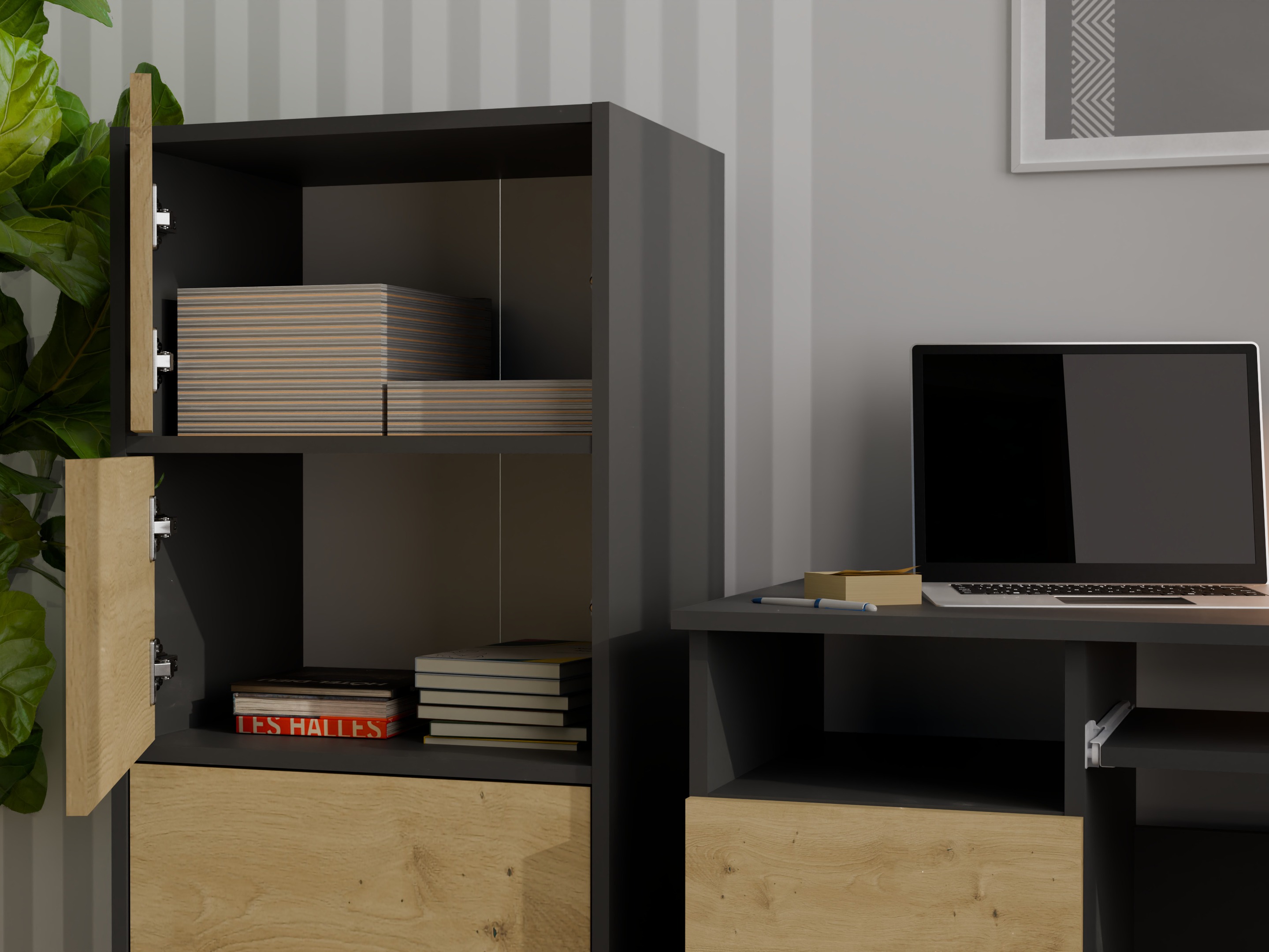 Sideboard Mandeville 298 (Anthracite + Artisan oak)