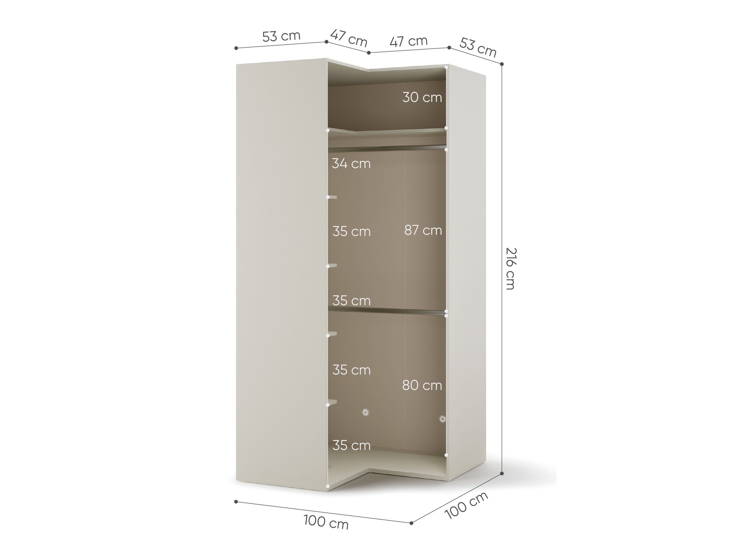 Corner wardrobe Evareve 100