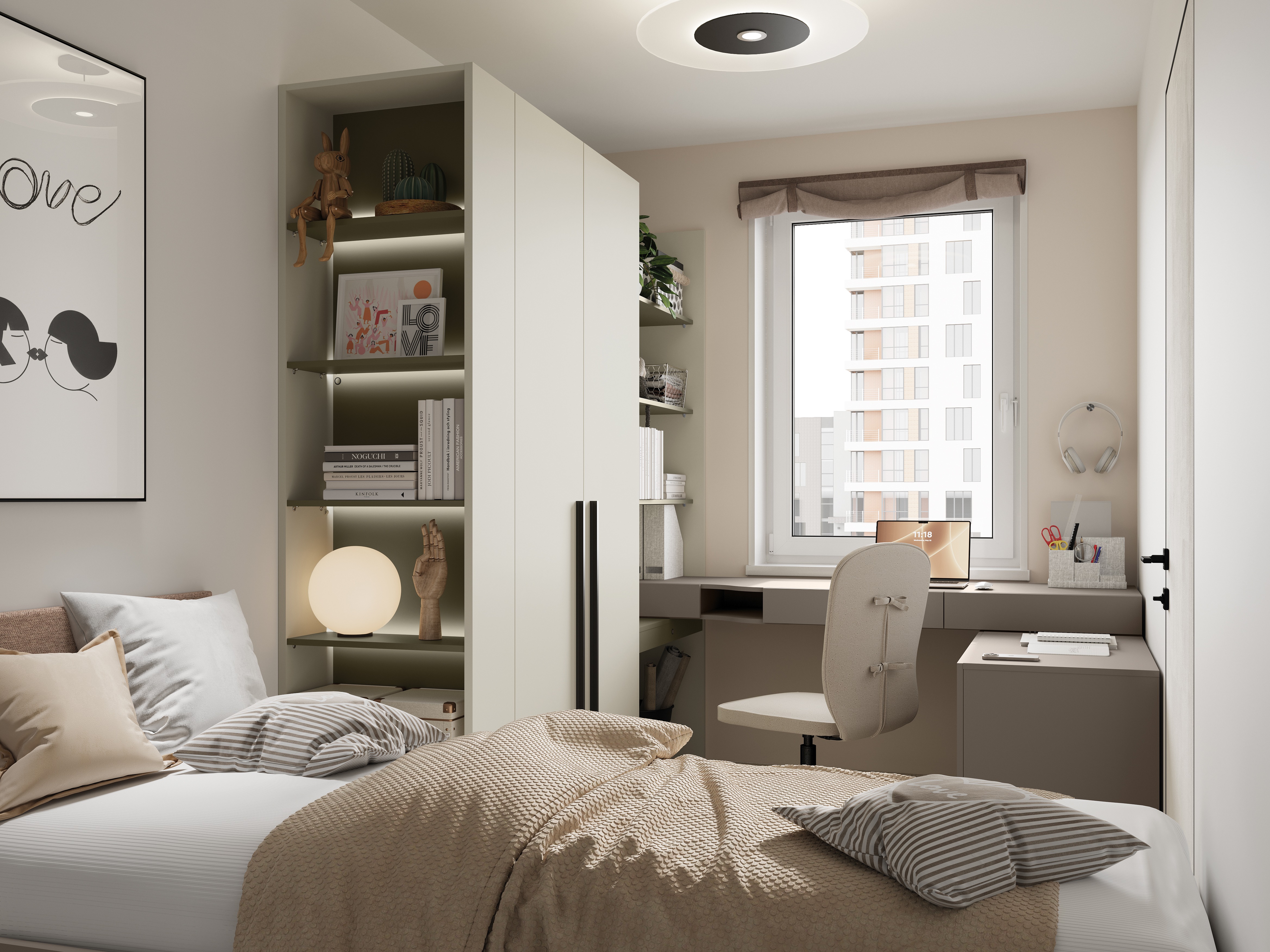 Bookcase Evareve 103 (Green + Light brown)