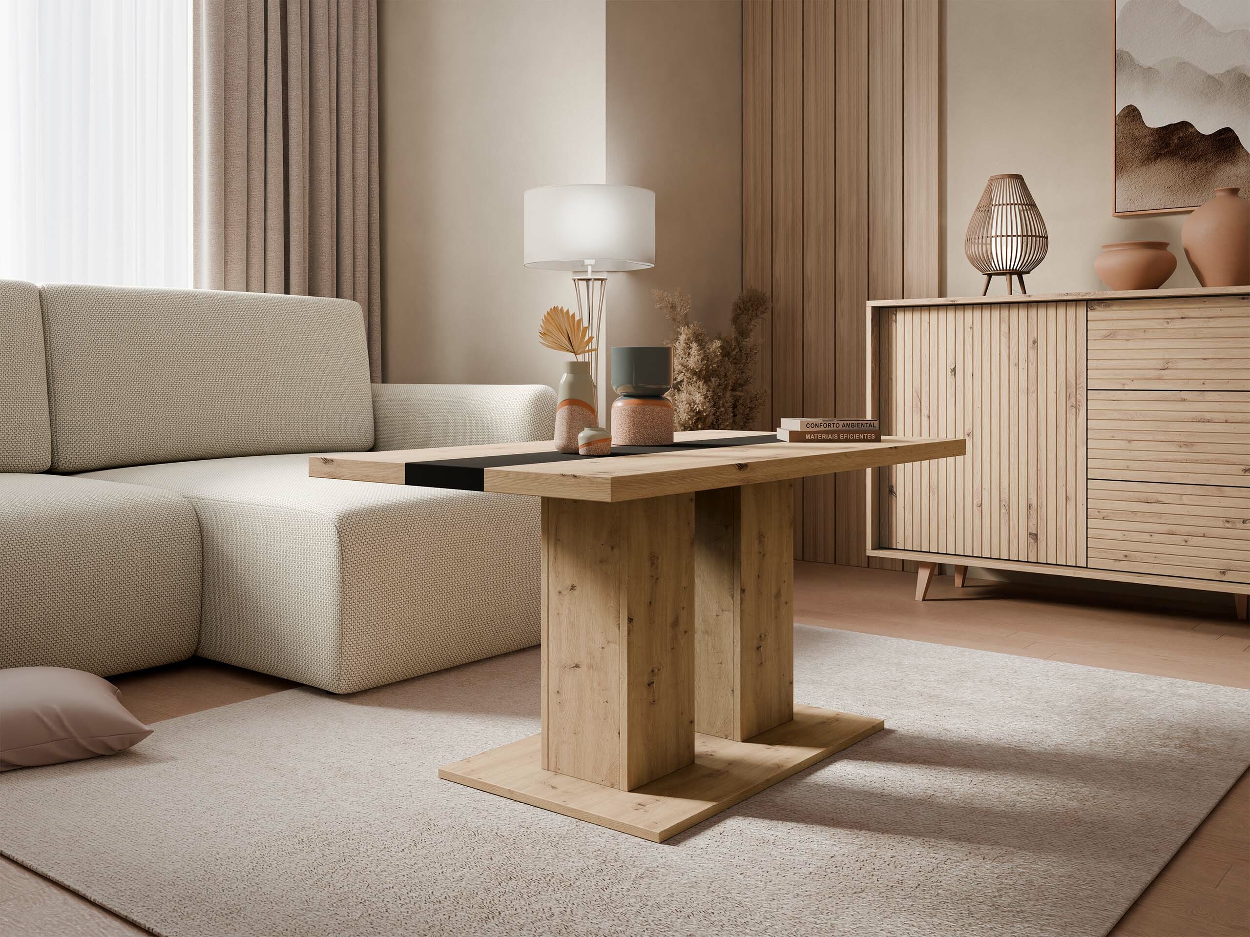 Coffee table Tucson 147 (Artisan oak + Black)