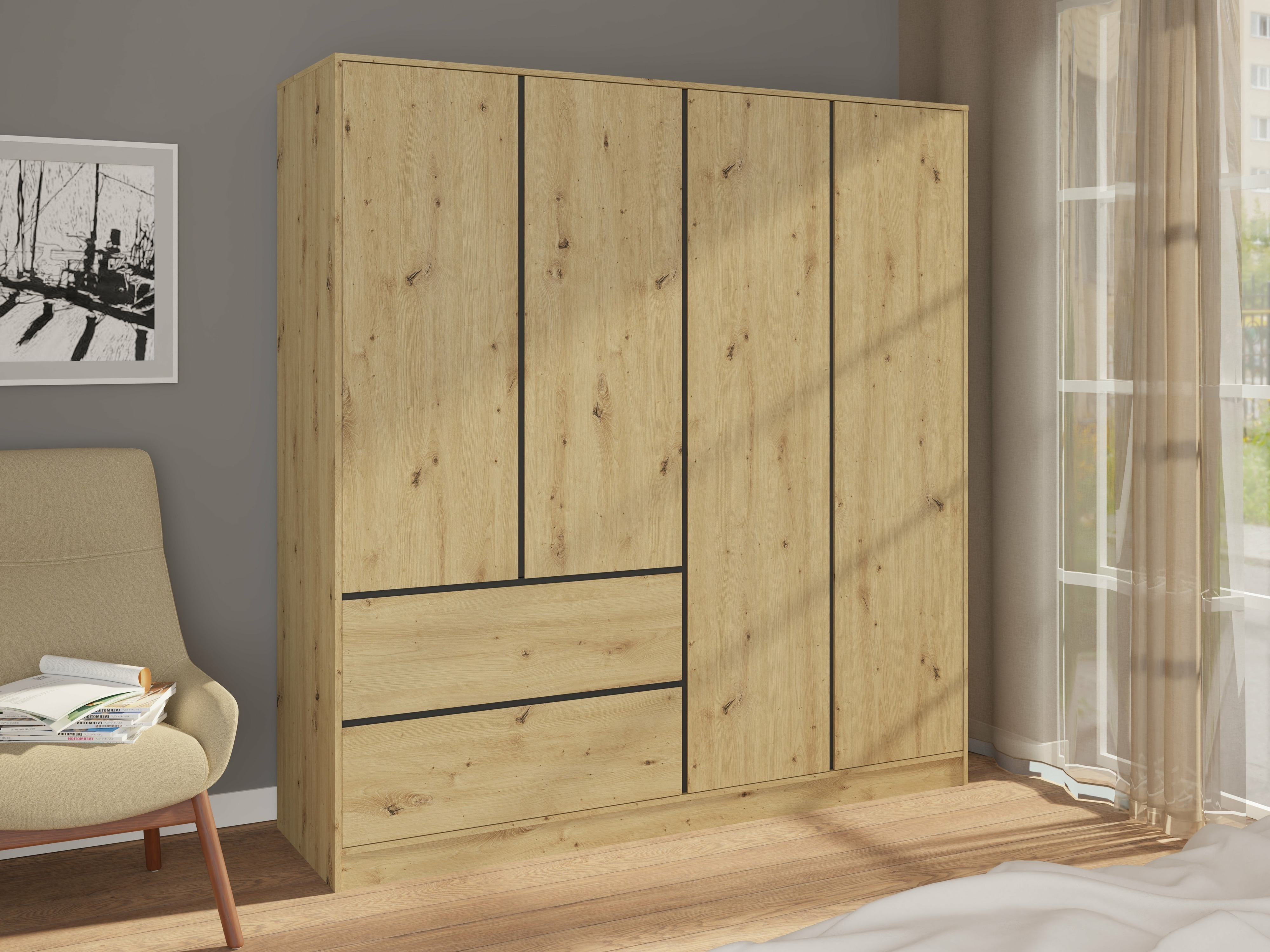 Wardrobe Mervese 104 (Artisan oak)