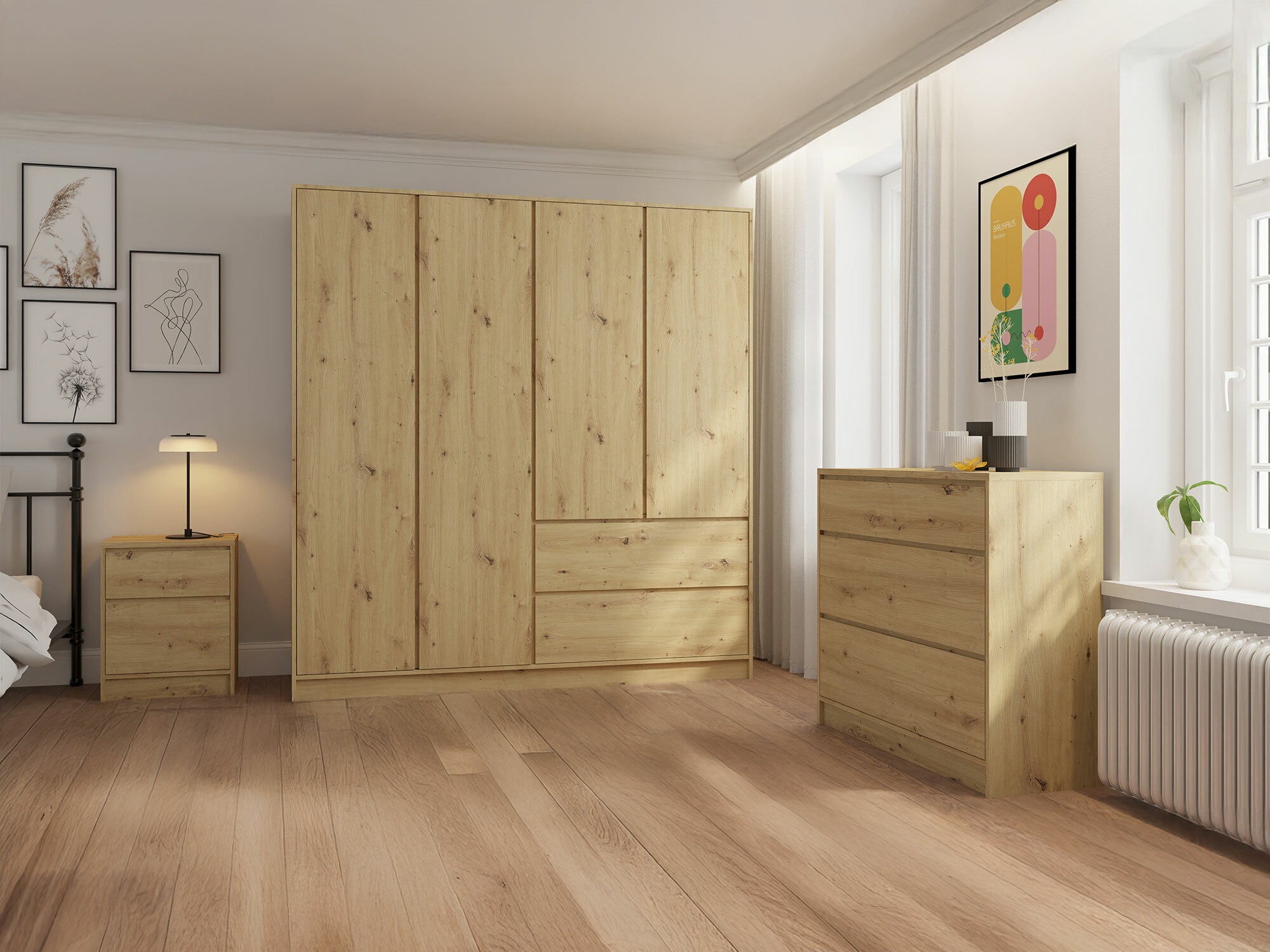 Wardrobe Mervese 104 (Artisan oak)