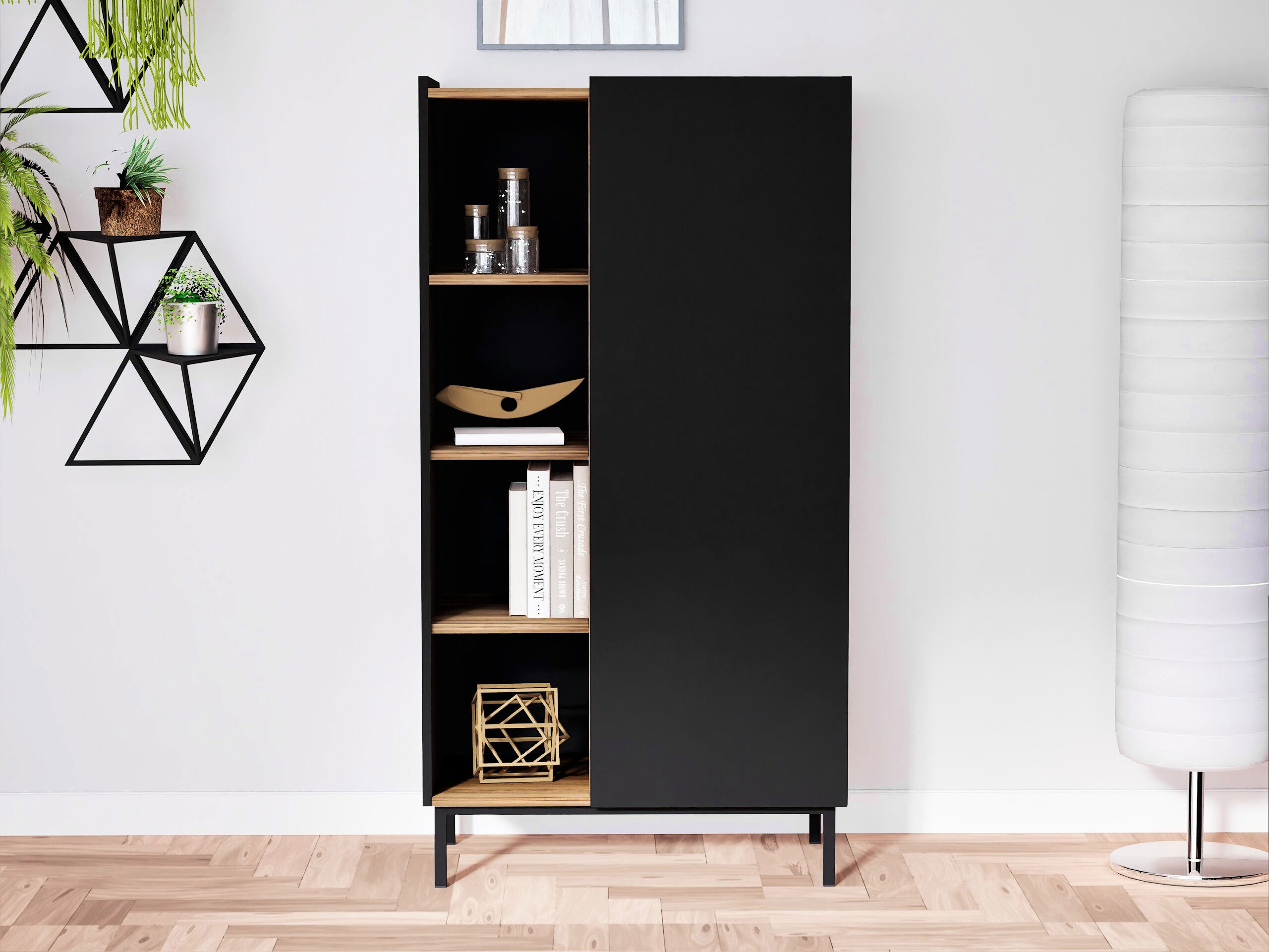 Bookcase Veldome 101 (Black + Light brown)