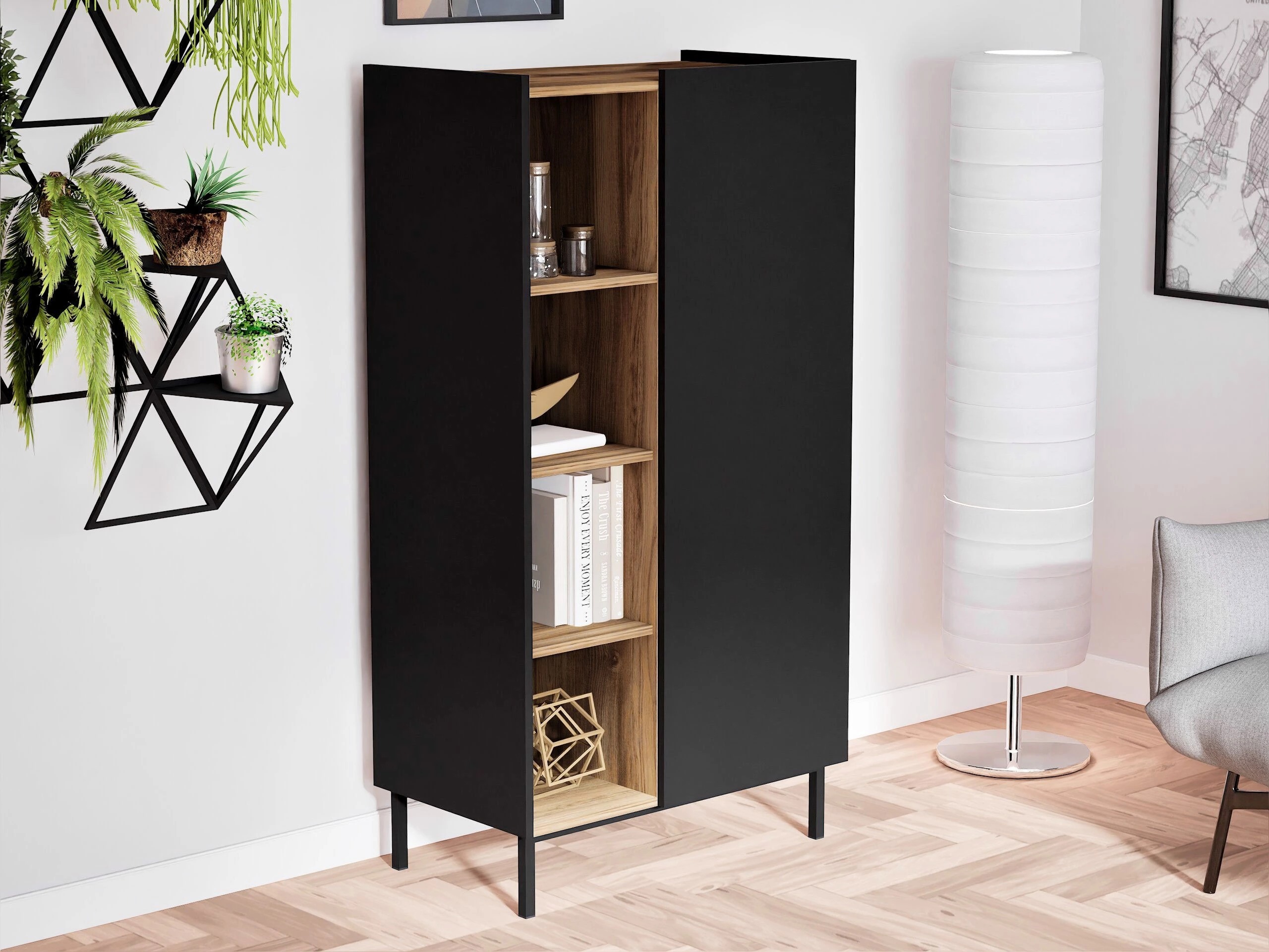 Bookcase Veldome 101 (Black + Light brown)