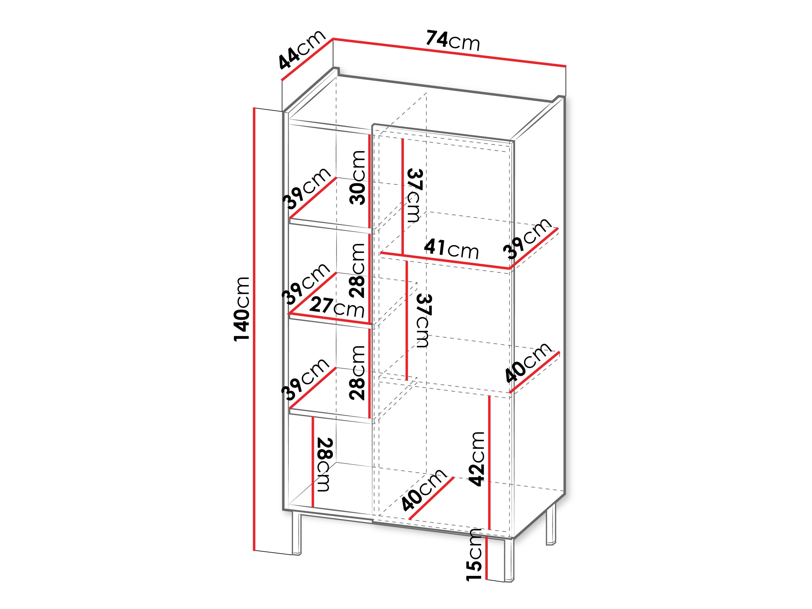 Bookcase Veldome 101 (Black + Light brown)