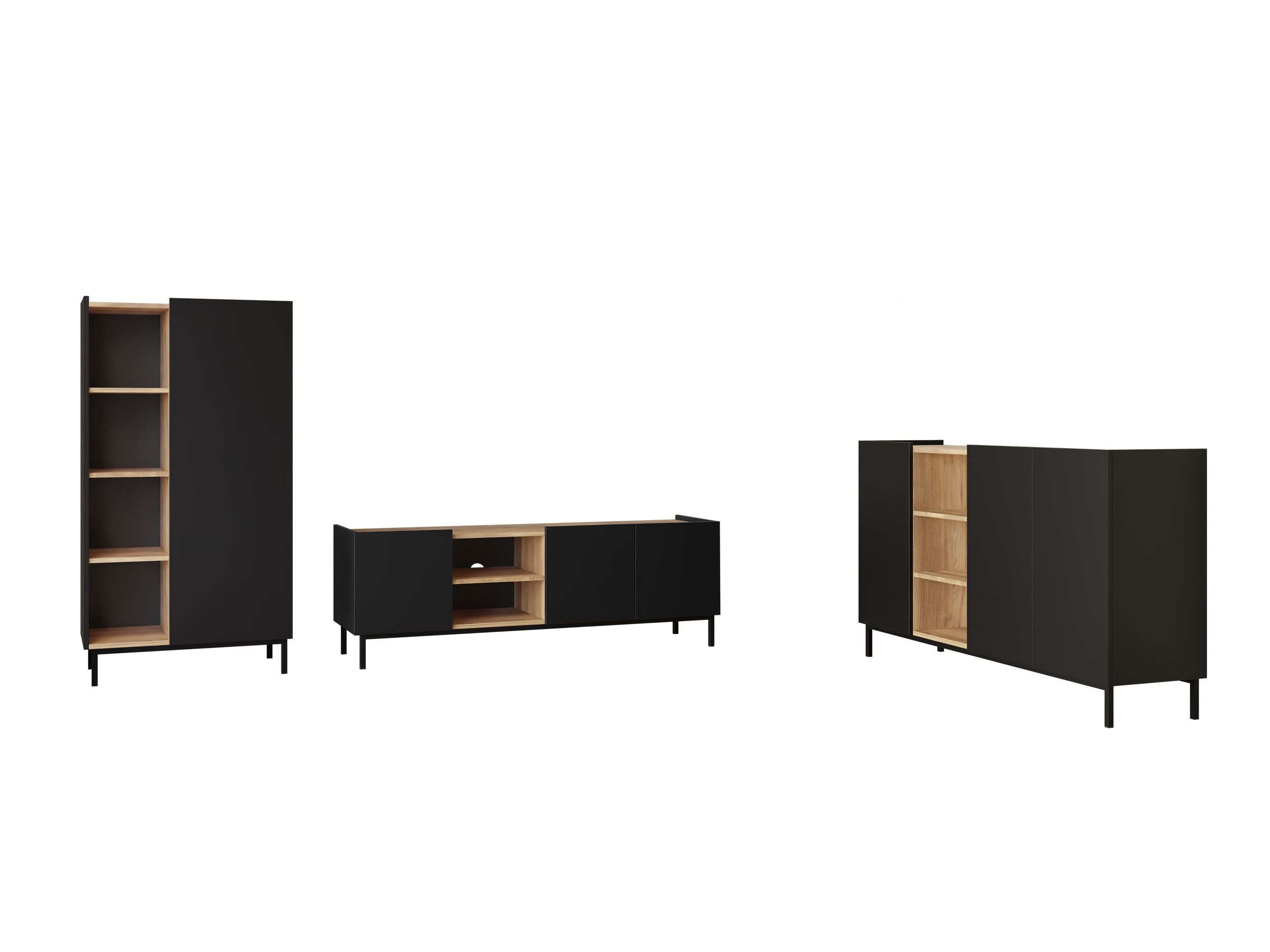 Living room set Veldome 103 (Black + Light brown)