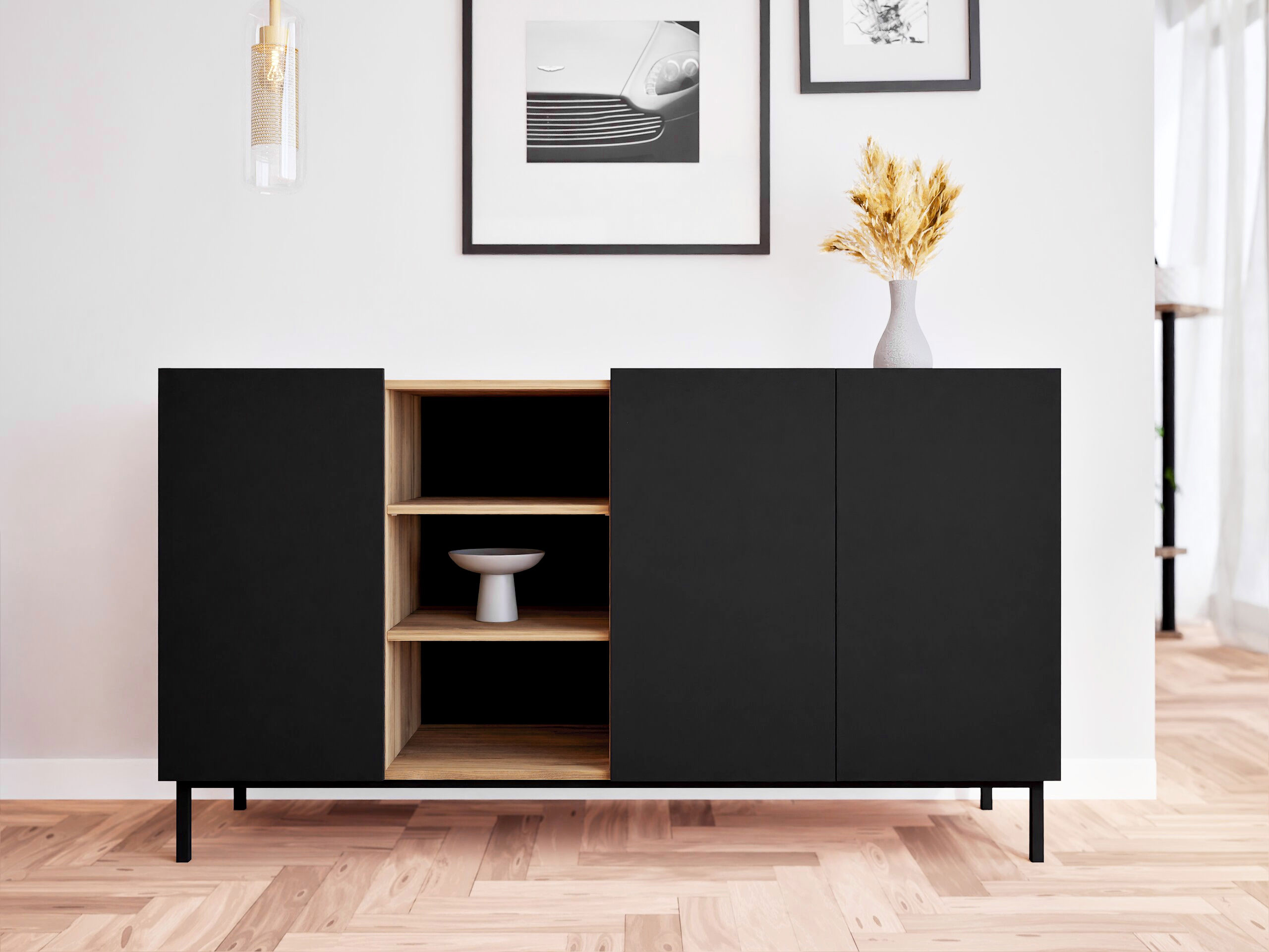 Sideboard Veldome 100 (Black + Light brown)