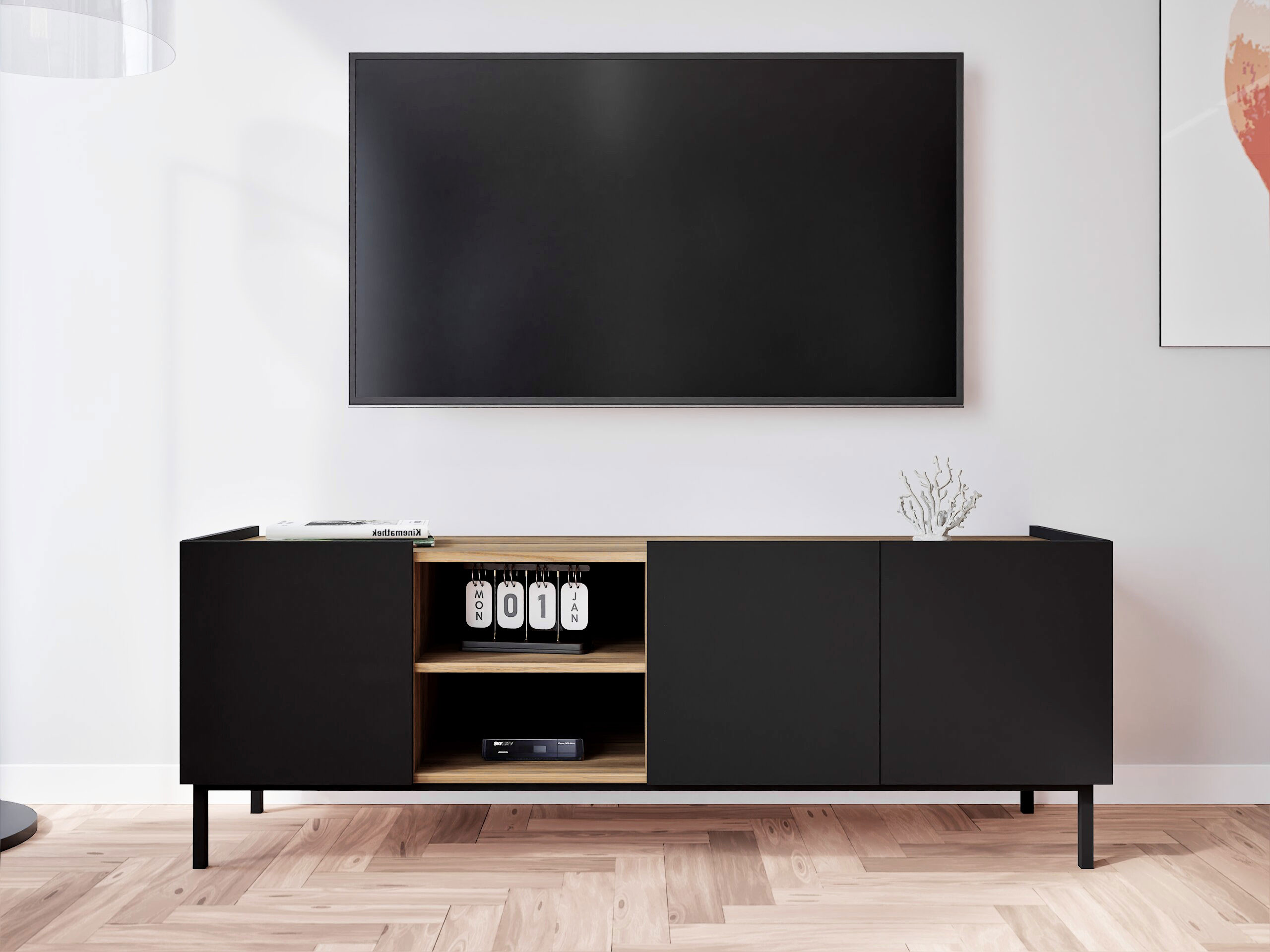 TV stand Veldome 102 (Black + Light brown)