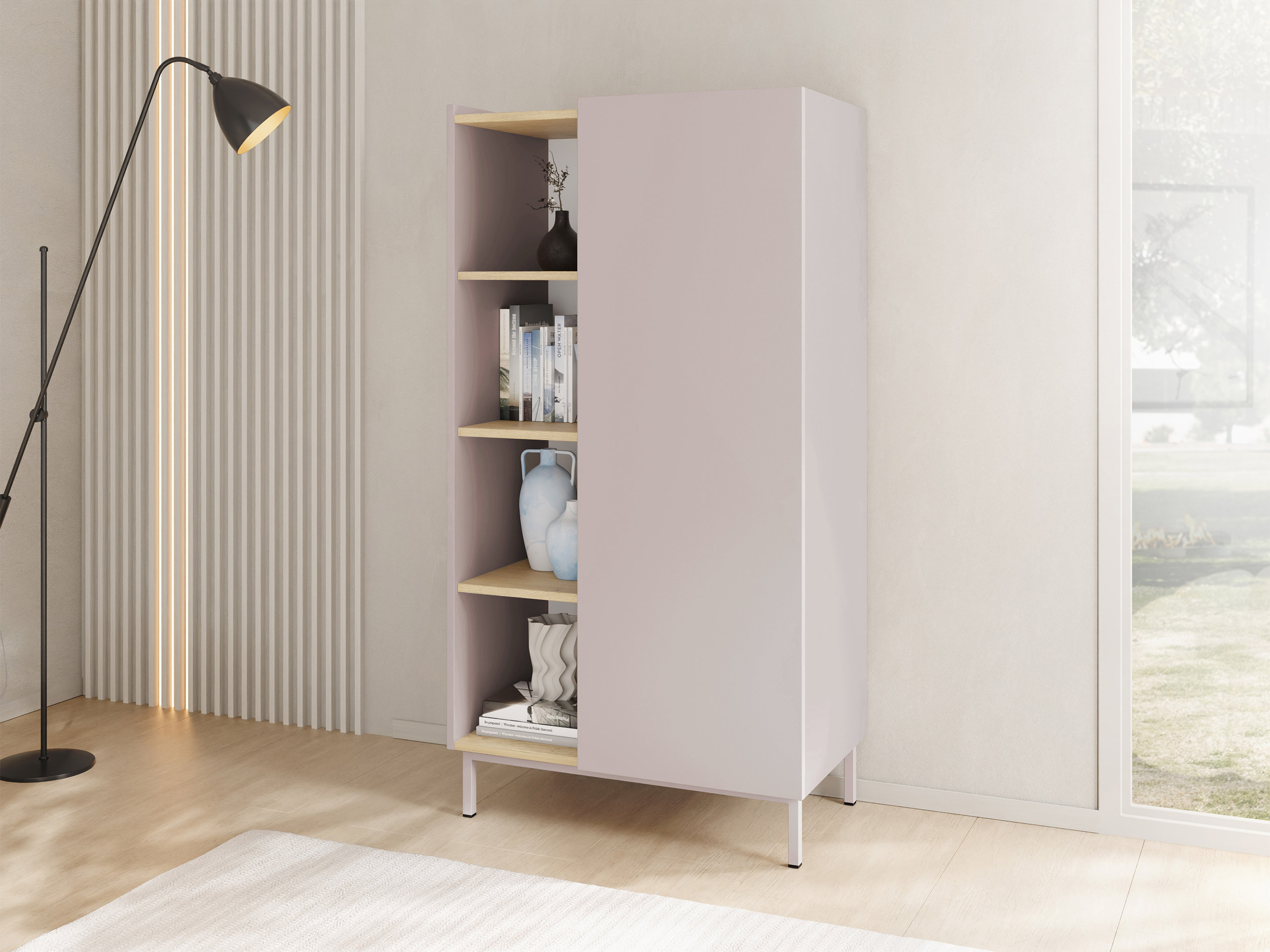 Bookcase Veldome 101 (Cashmere + Oak)