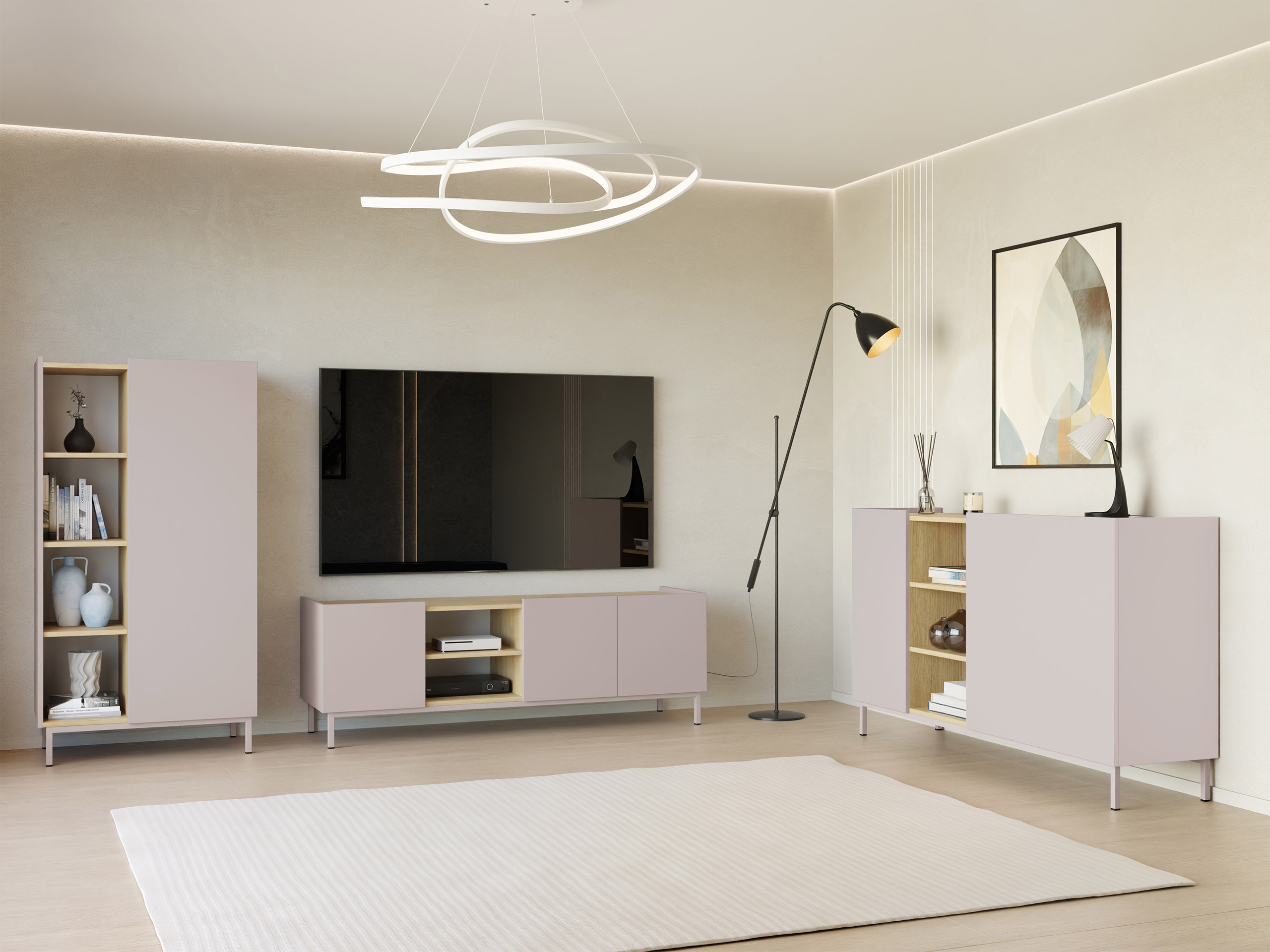 Bookcase Veldome 101 (Cashmere + Oak)