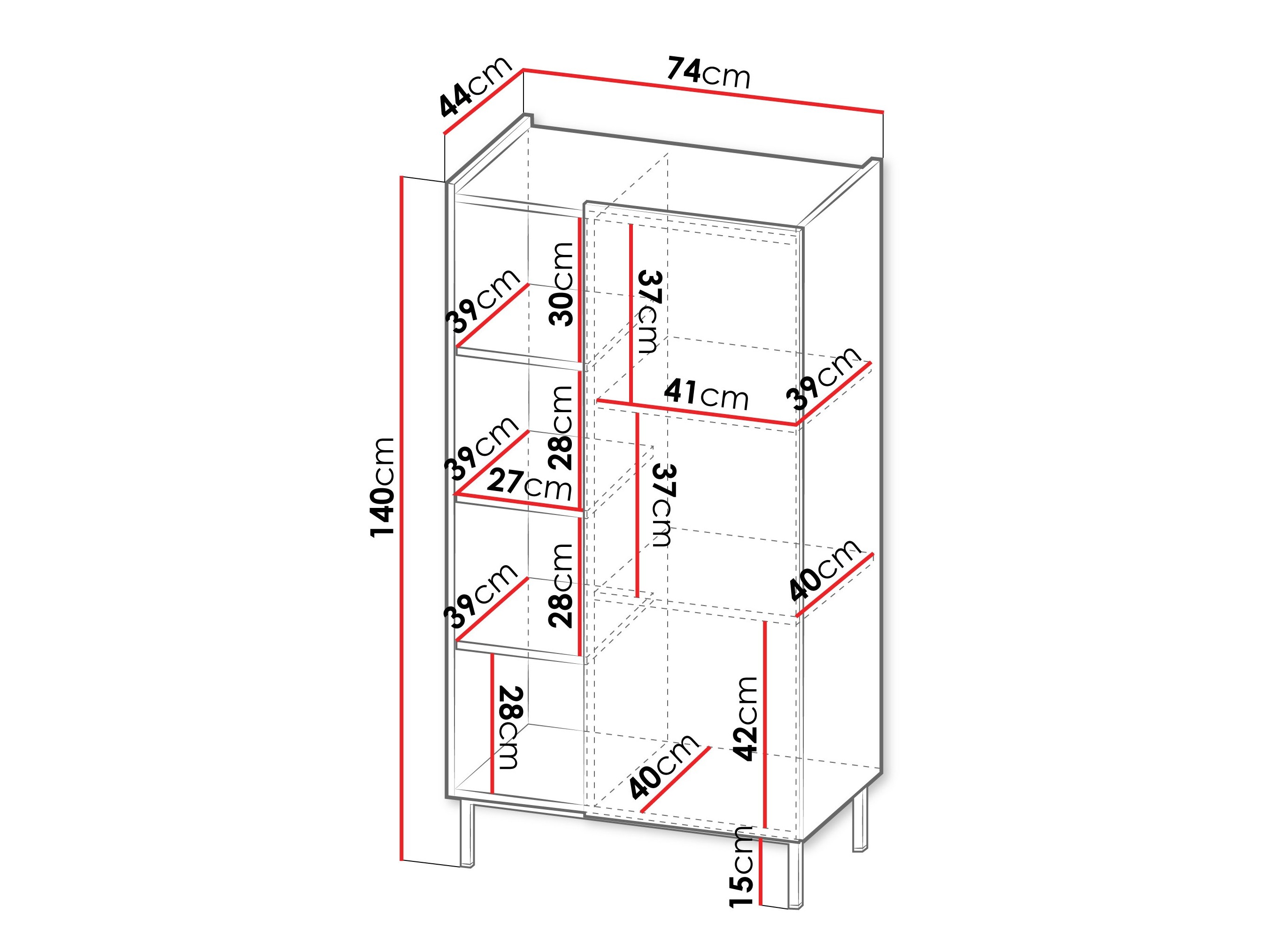 Bookcase Veldome 101 (Cashmere + Oak)