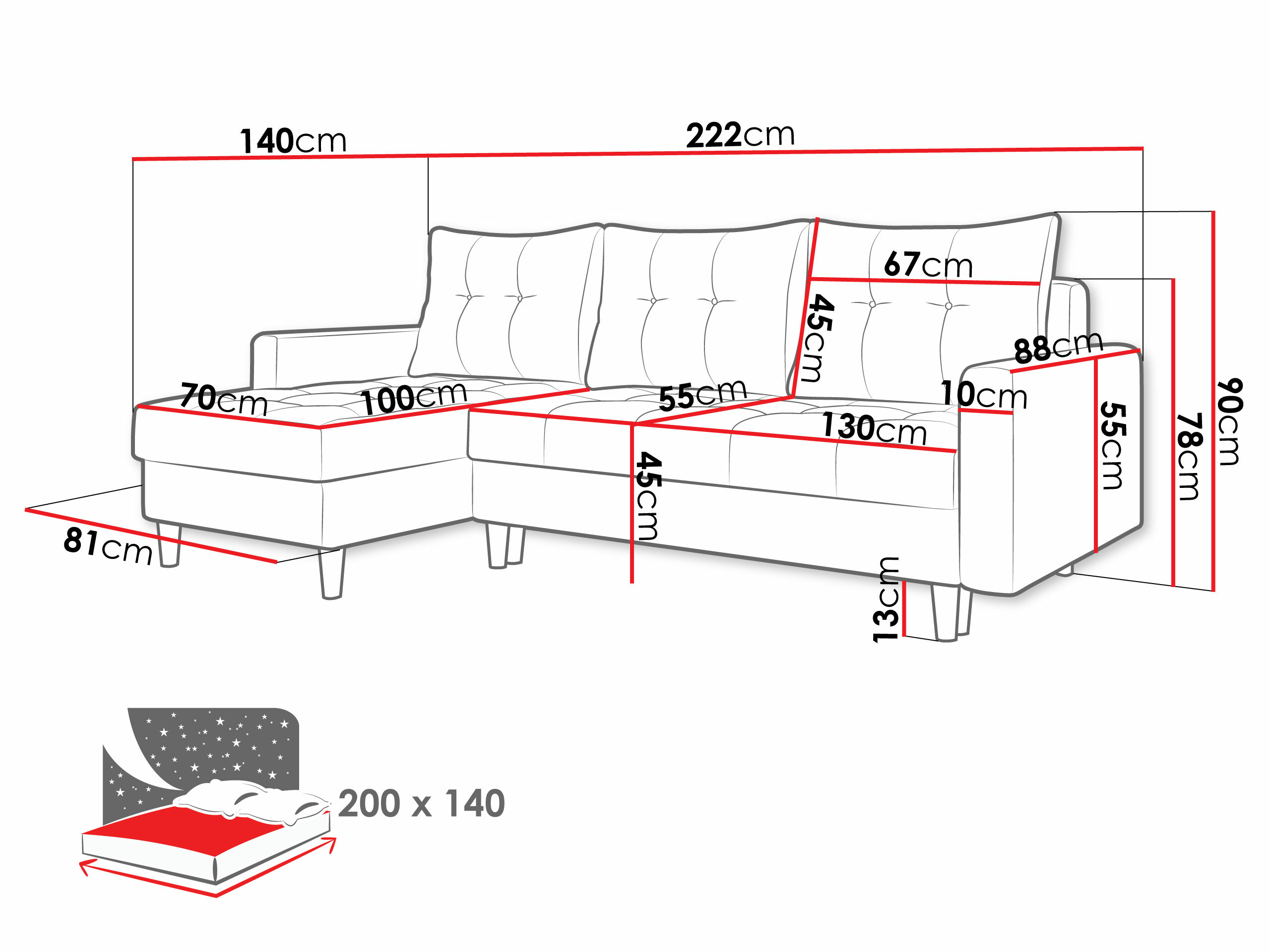 Corner sofa Boulder 100 (Malmo 63)