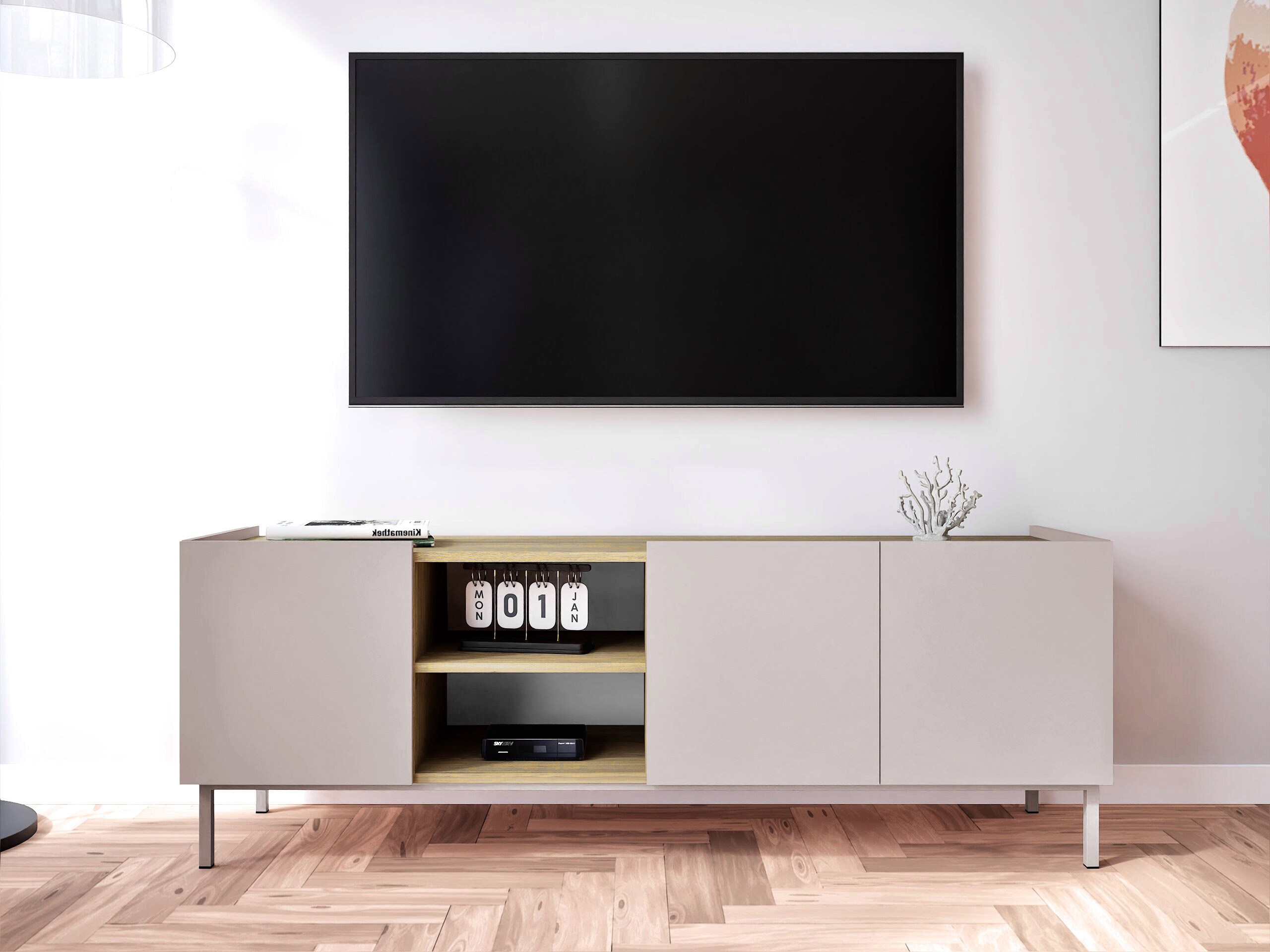 TV stand Veldome 102 (Cashmere + Oak)