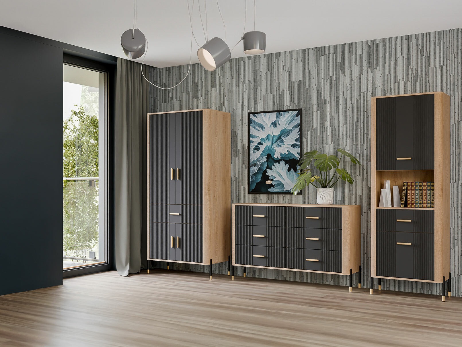 Chest of drawers Flosora 109 (Anthracite)