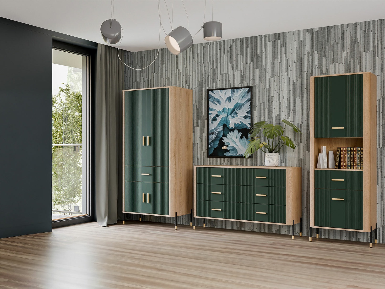 Chest of drawers Flosora 109 (Green)