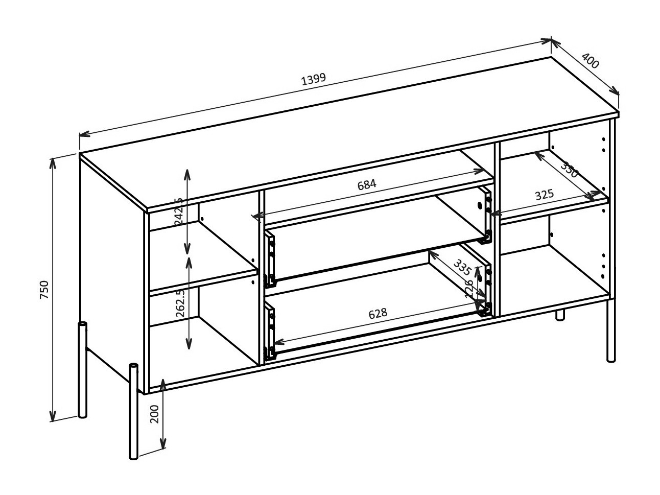 Chest of drawers Levtenu 115 (Oak + Cashmere)