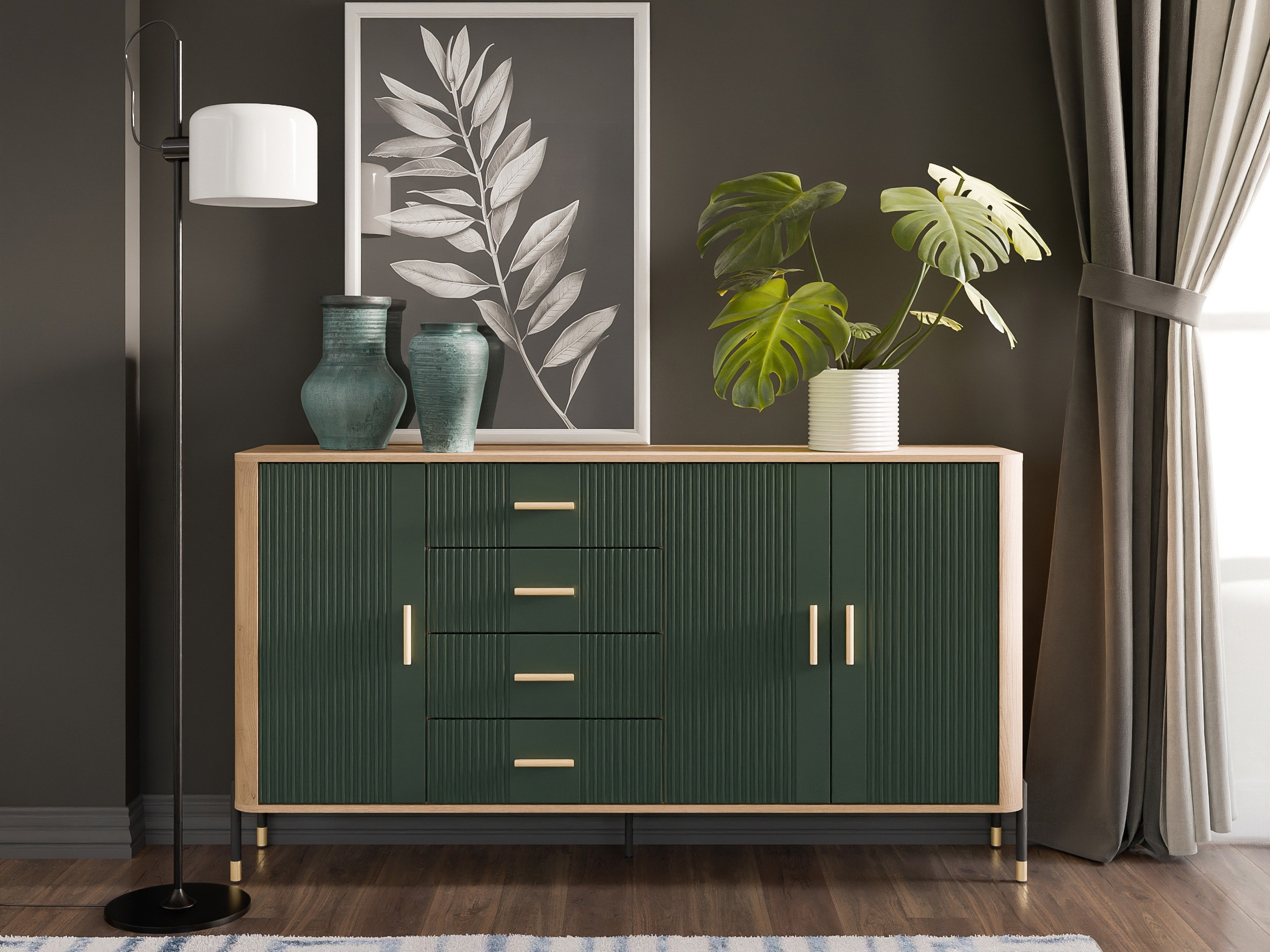 Chest of drawers Flosora 121 (Green)