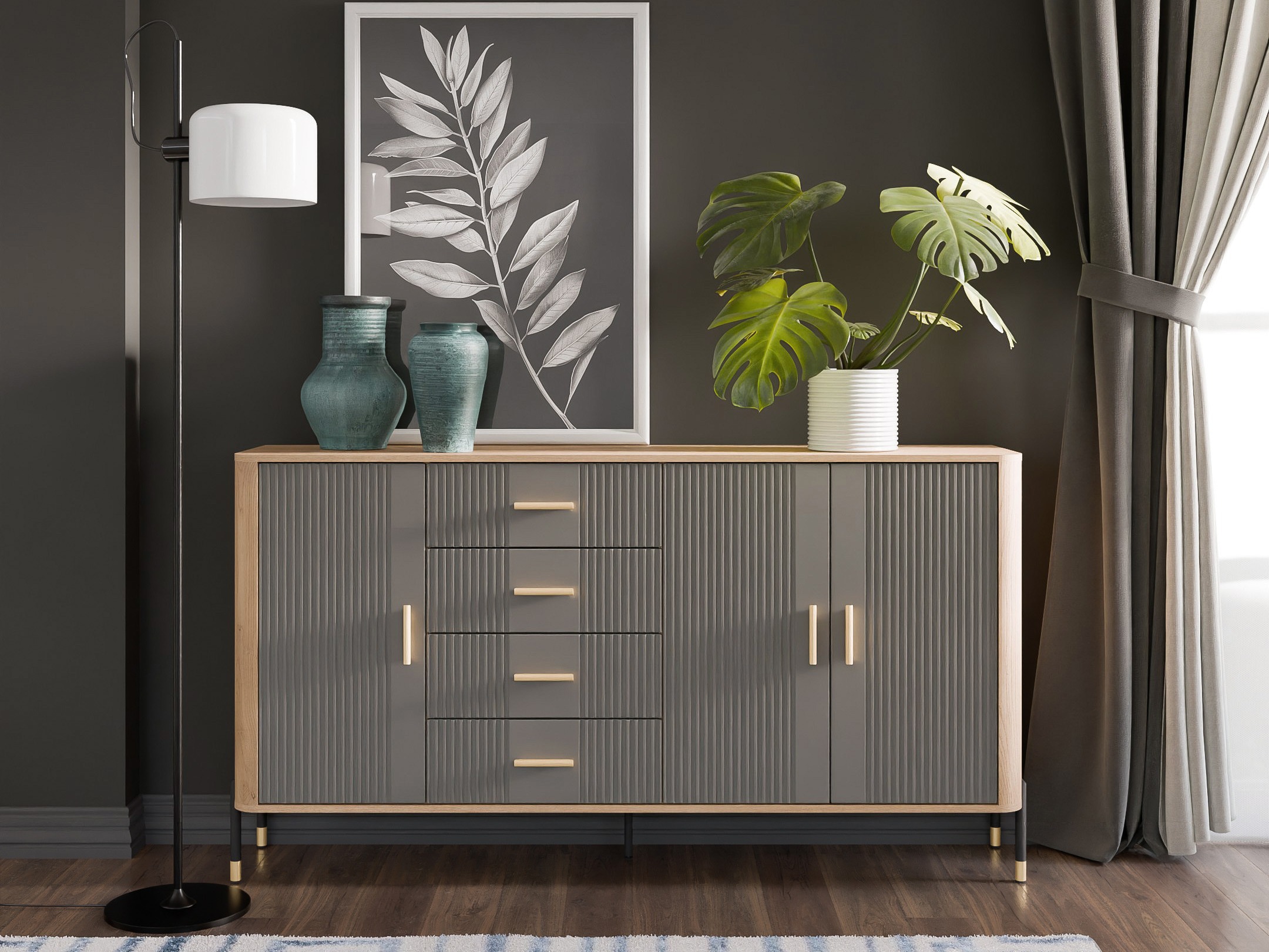 Chest of drawers Flosora 121 (Grey)