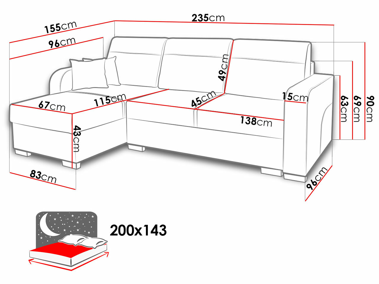 Corner sofa Edinburg 102 (Cayenne 1132 + Nevada 02)