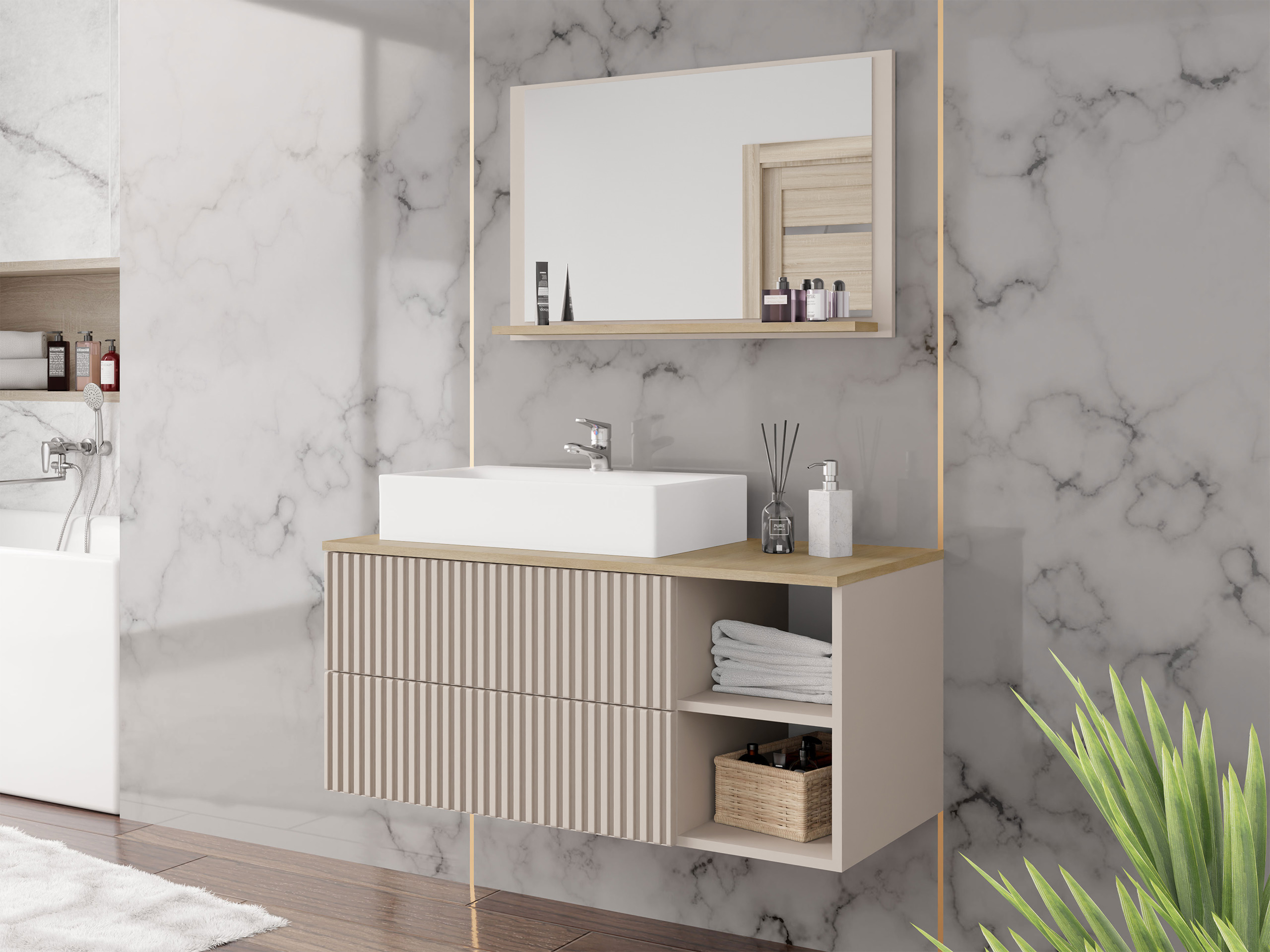 Bathroom set Nauta (Cashmere + Cremona oak)