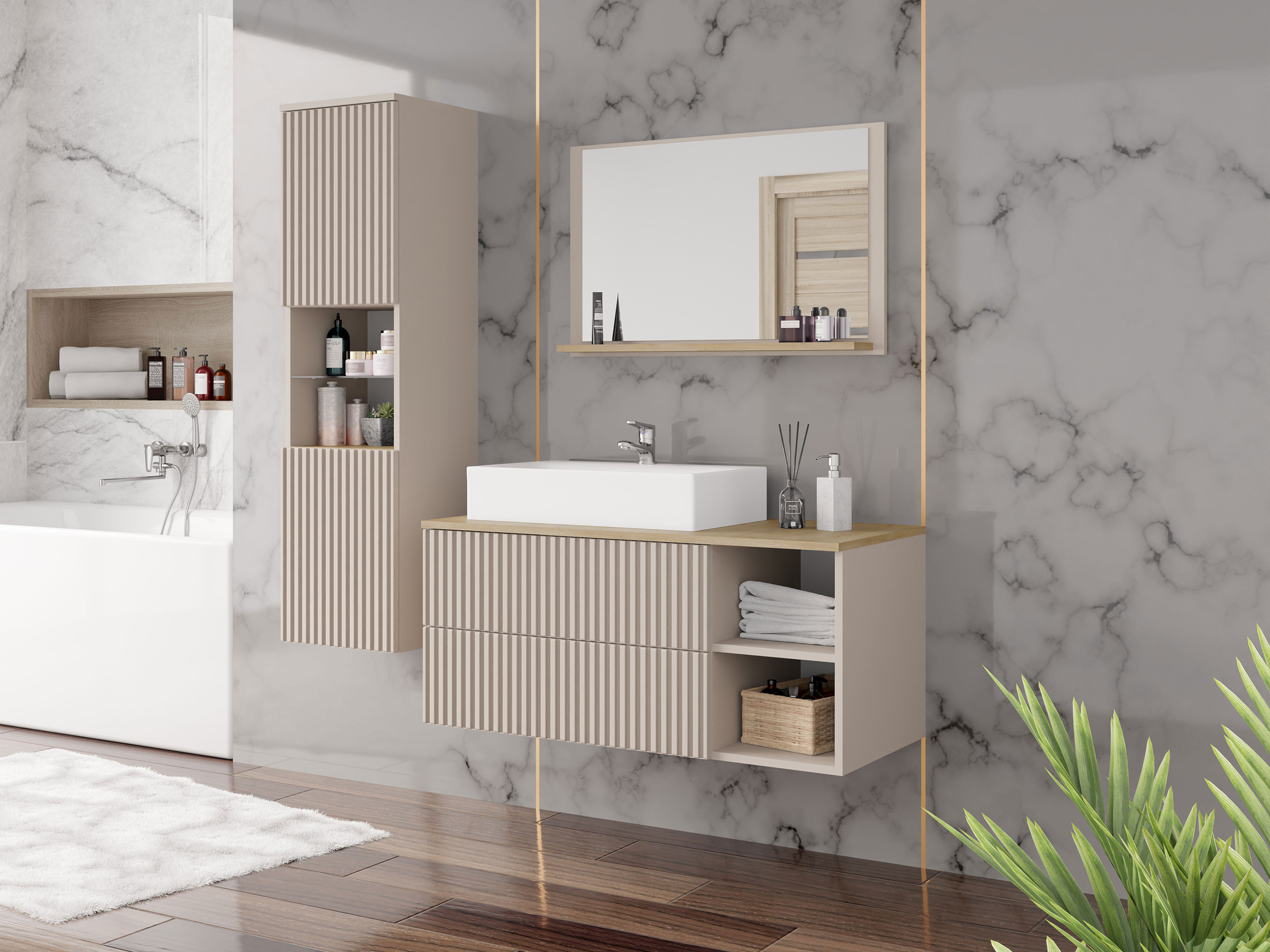 Bathroom set Nauta I (Cashmere + Cremona oak)