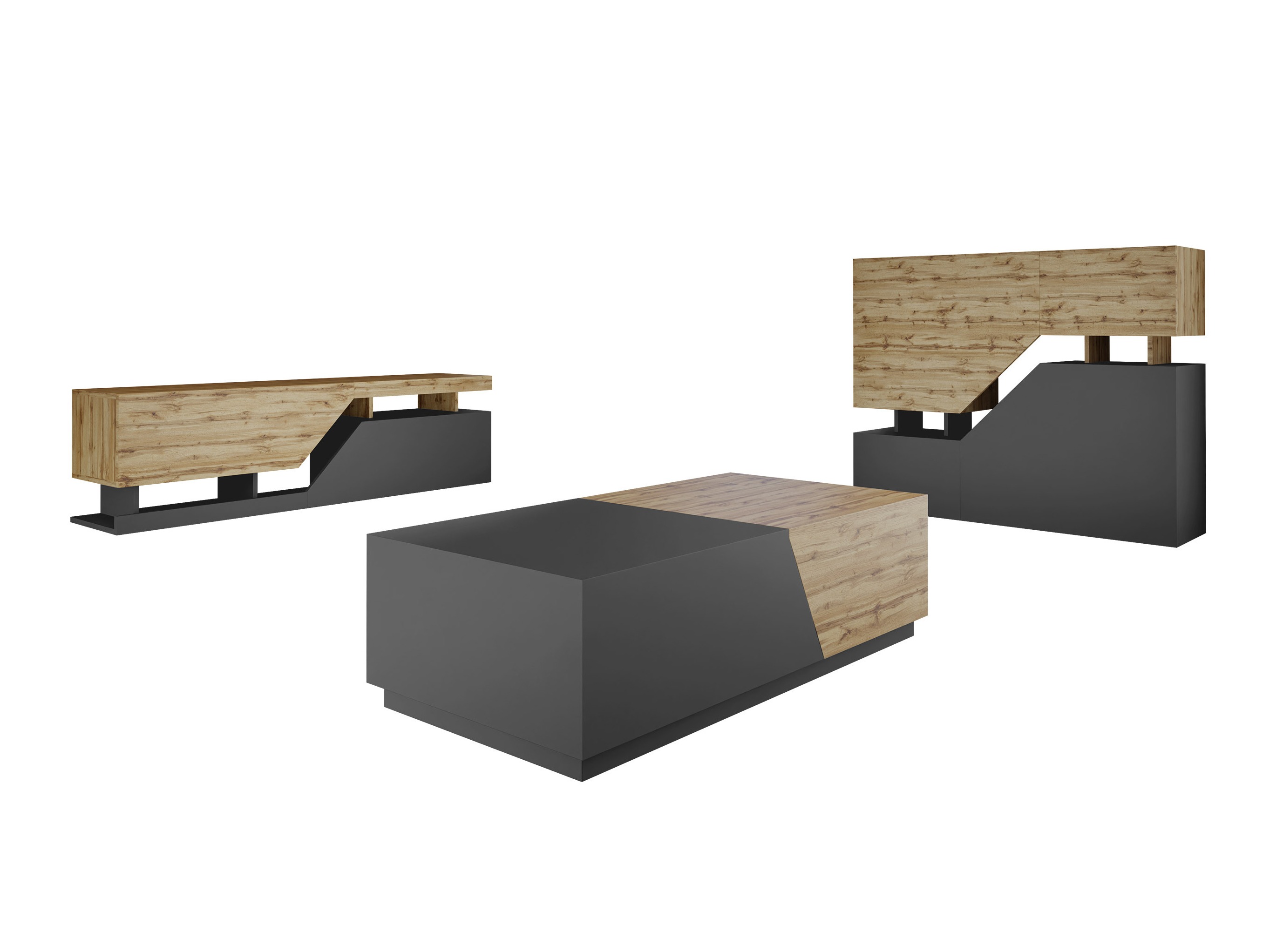 Living room set Comfivo Daldune I (Wotan Oak + Anthracite)
