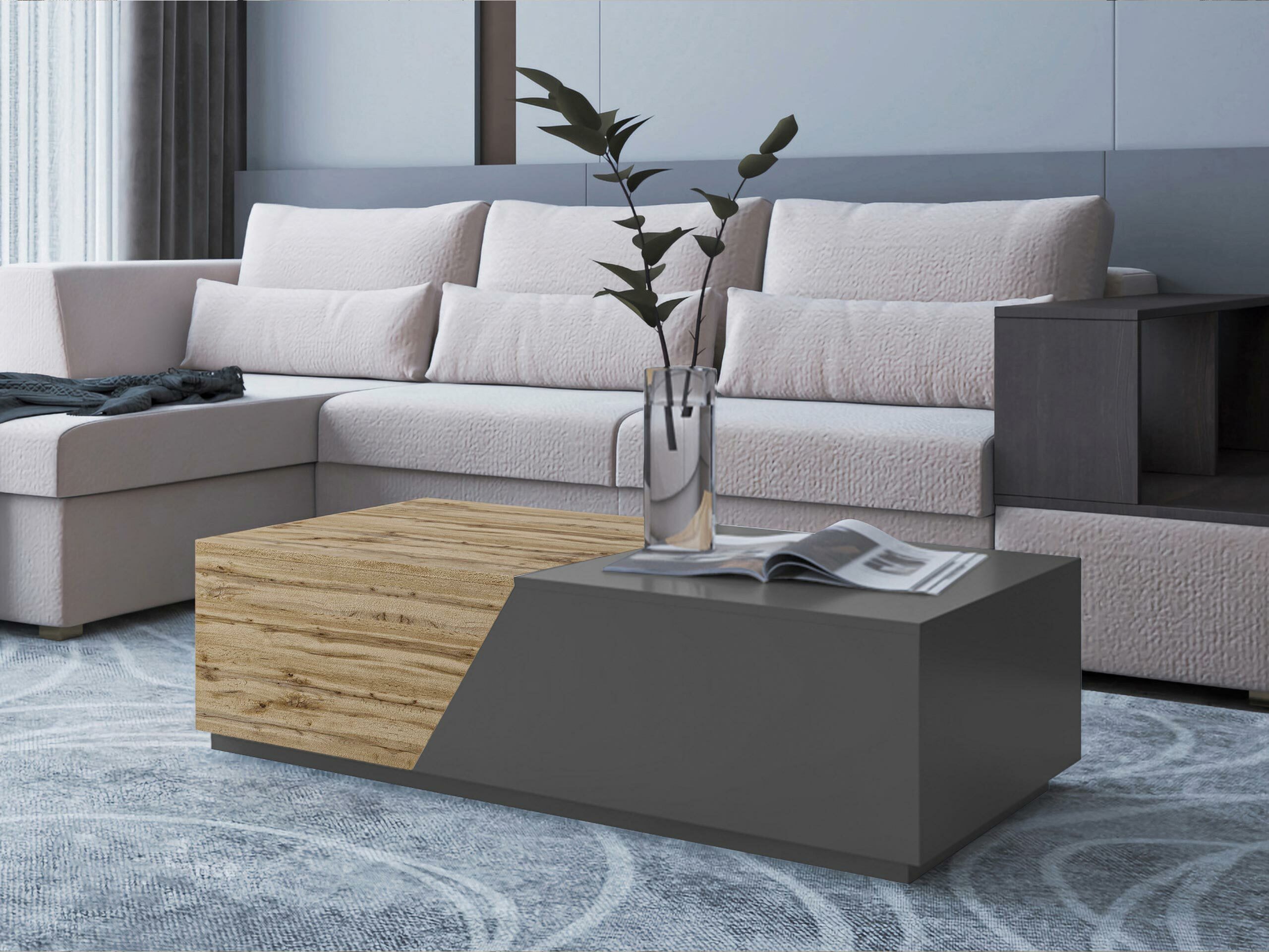 Transforming coffee table Comfivo Daldune (Wotan Oak + Anthracite)