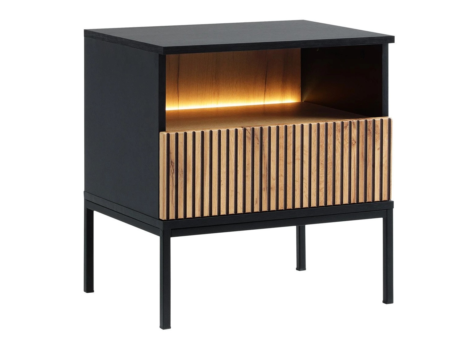 Bedside table Manal (Black + Wotan Oak)
