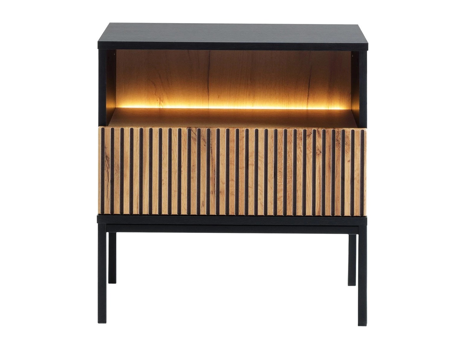 Bedside table Manal (Black + Wotan Oak)