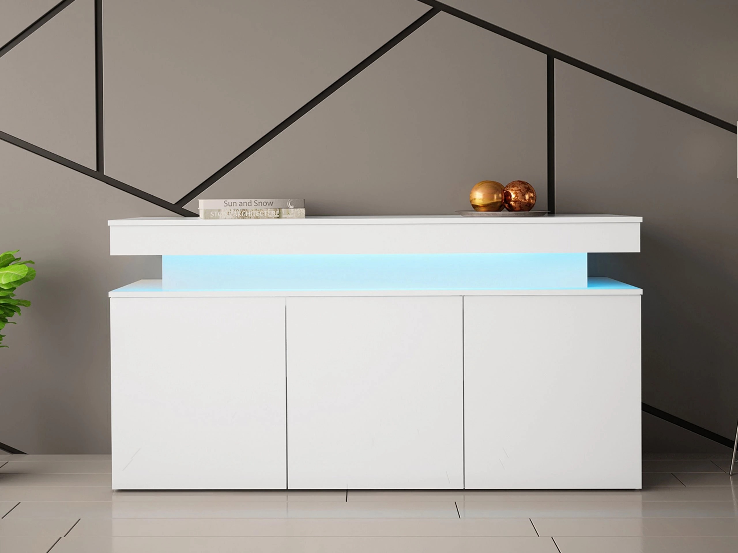Sideboard Monfero (White + Glossy white)
